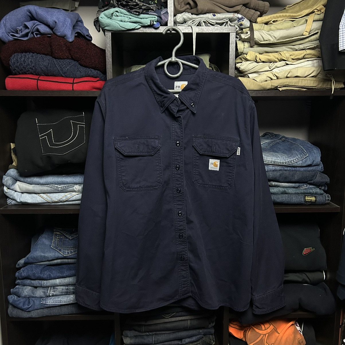 Carhartt Wip Vintage Carhartt Wip Patch Logo workwear fire denim shirt Size US XL / EU 56 / 4 - 1 Thumbnail