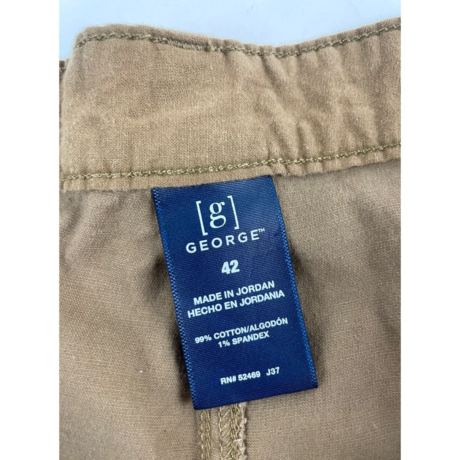 George George Chino Shorts Men's 42 Brown Flat Front Back Pockets Casual, Travel Cotton Spandex Regular Waist 42 Mens Chino Shorts Brown Pockets Size US 42 / EU 58 - 6 Thumbnail