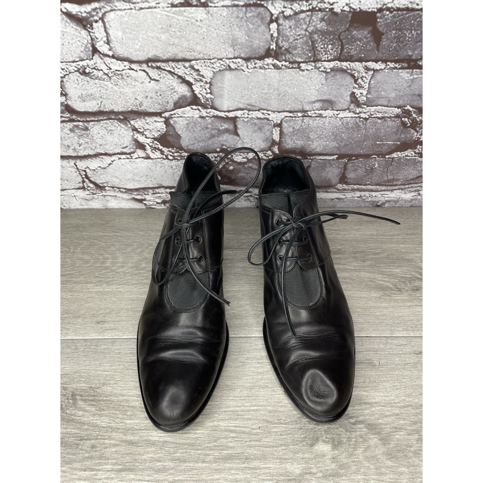 Other Donn Adriana Black Leather Lace Up Oxford Heel Shoes Women S Size US 9.5 / IT 39.5 - 4 Thumbnail