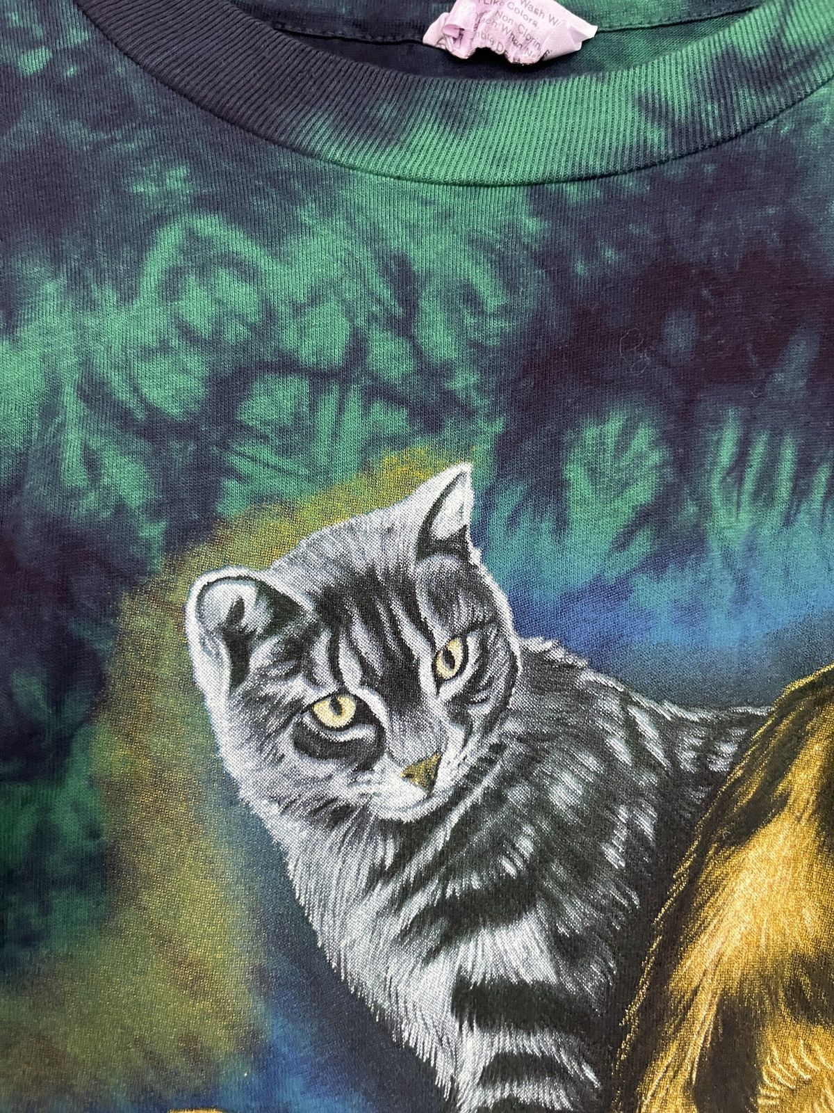 Vintage Cats Acid Tie Dye T-shirt Size US XL / EU 56 / 4 - 7 Thumbnail