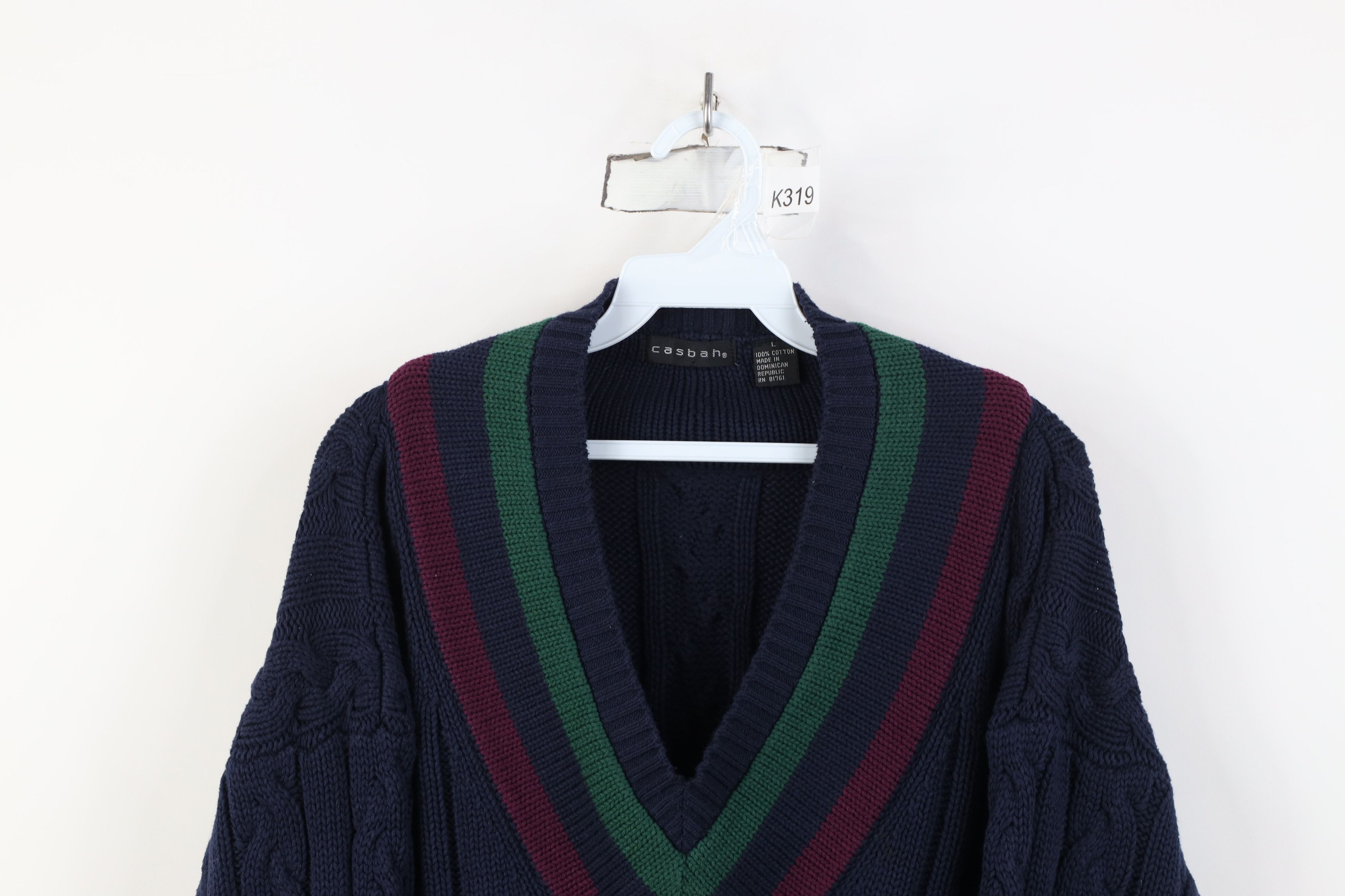 Vintage Vintage 90s Dapper Heavy Chunky Cable Knit V-Neck Sweater Size US L / EU 52-54 / 3 - 2 Thumbnail