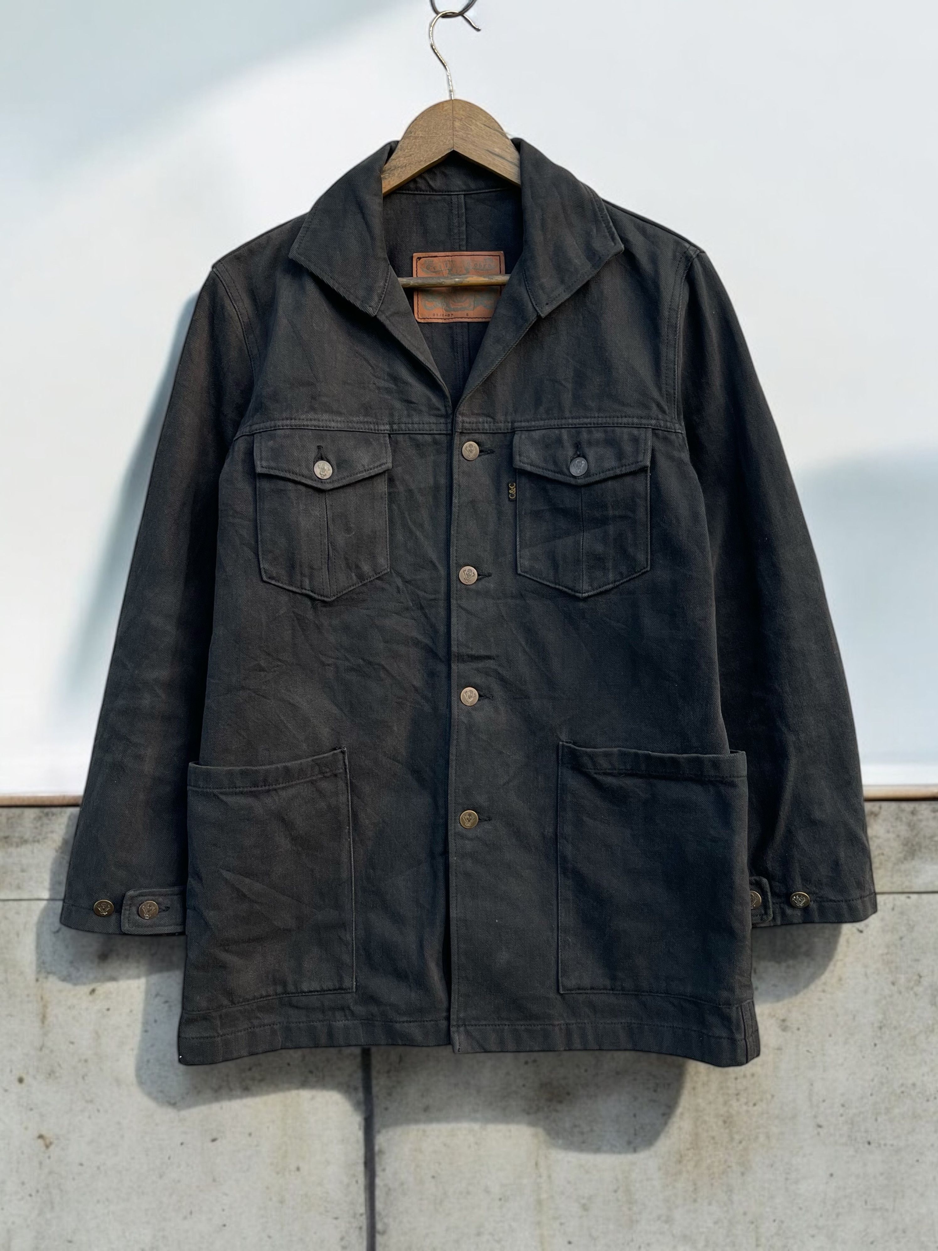 ?RARE?Vintage Celt & Cobra Japan Black Denim Chore Jacket