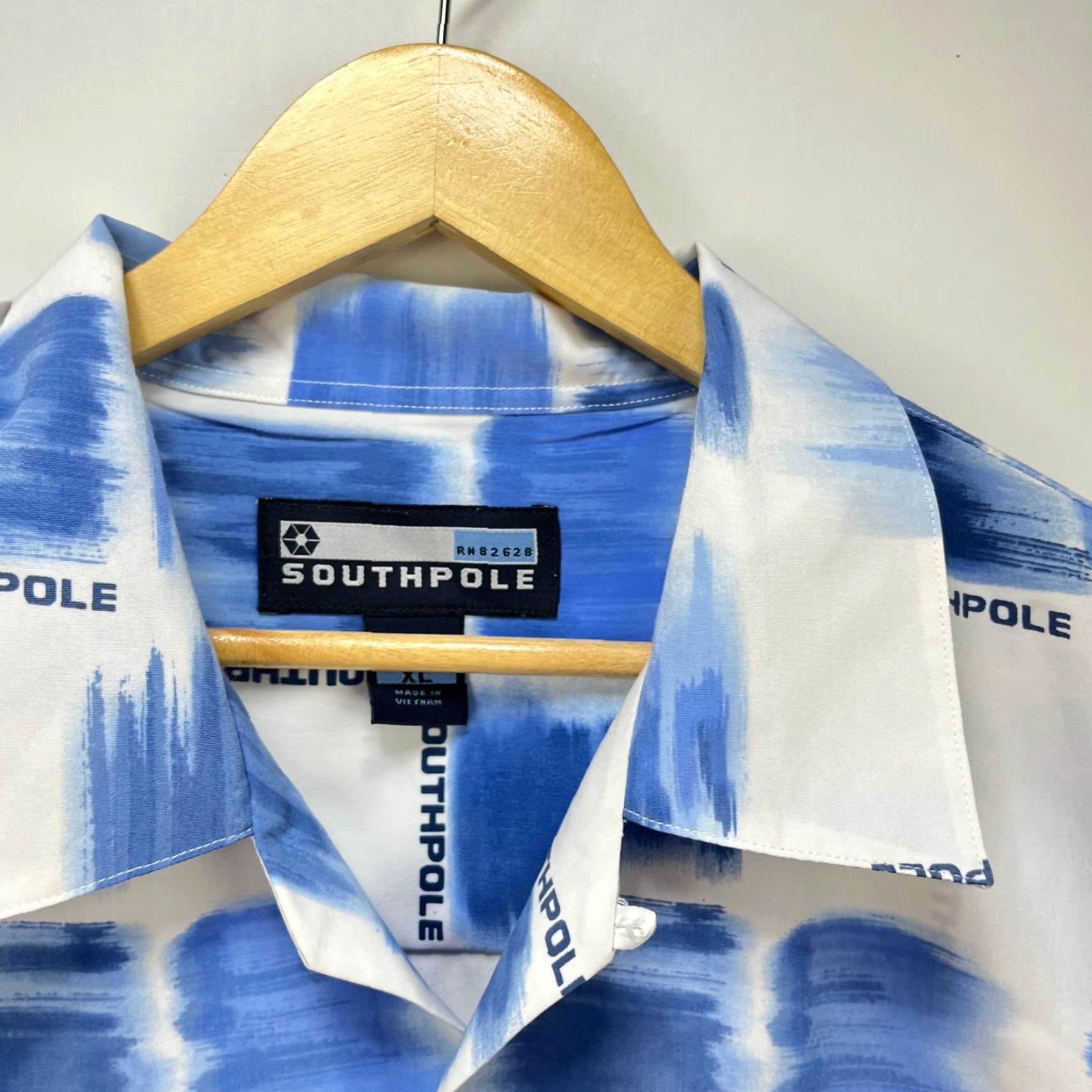 Southpole VINTAGE Southpole Shirt XL Short Sleeve Button-Up Baggy Hip Hop Mens Blue Size US XL / EU 56 / 4 - 3 Thumbnail