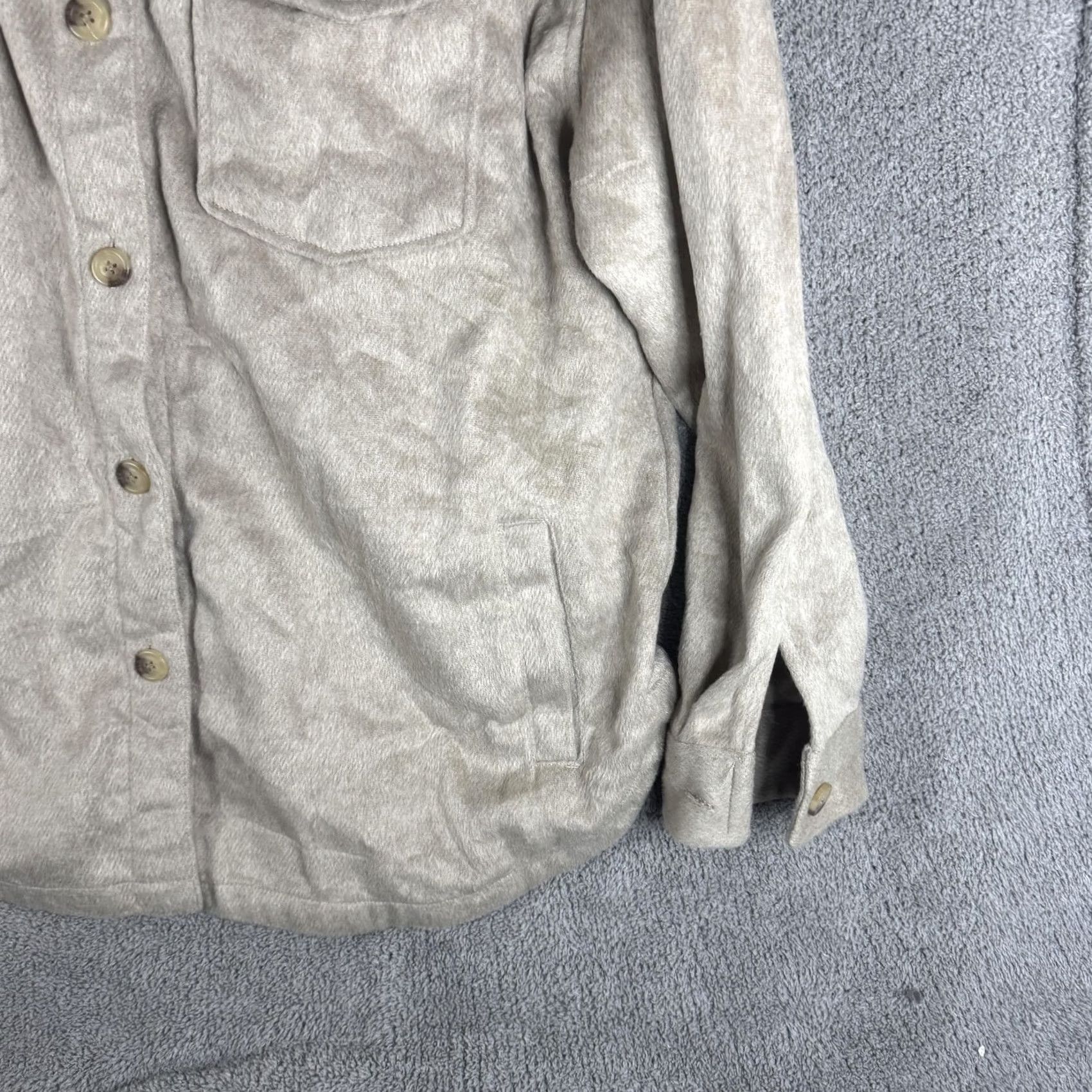 Vintage Member's Mark Shacket Jacket Mens XL Beige Pockets Button Front Fleece Size US XL / EU 56 / 4 - 3 Thumbnail