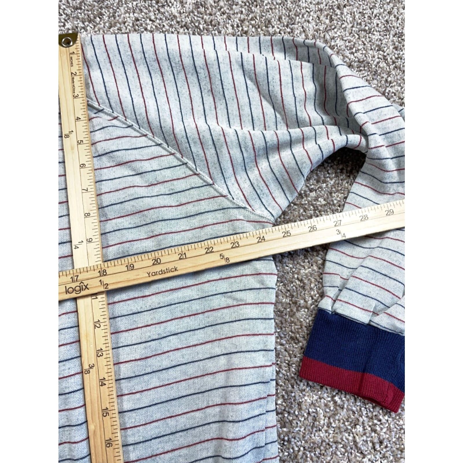 Vintage VINTAGE 90s TRAX Striped Raglan Sweater Mens Large Gray Blue Lightweight Acrylic Cotton Blend Pullover Size US L / EU 52-54 / 3 - 6 Thumbnail