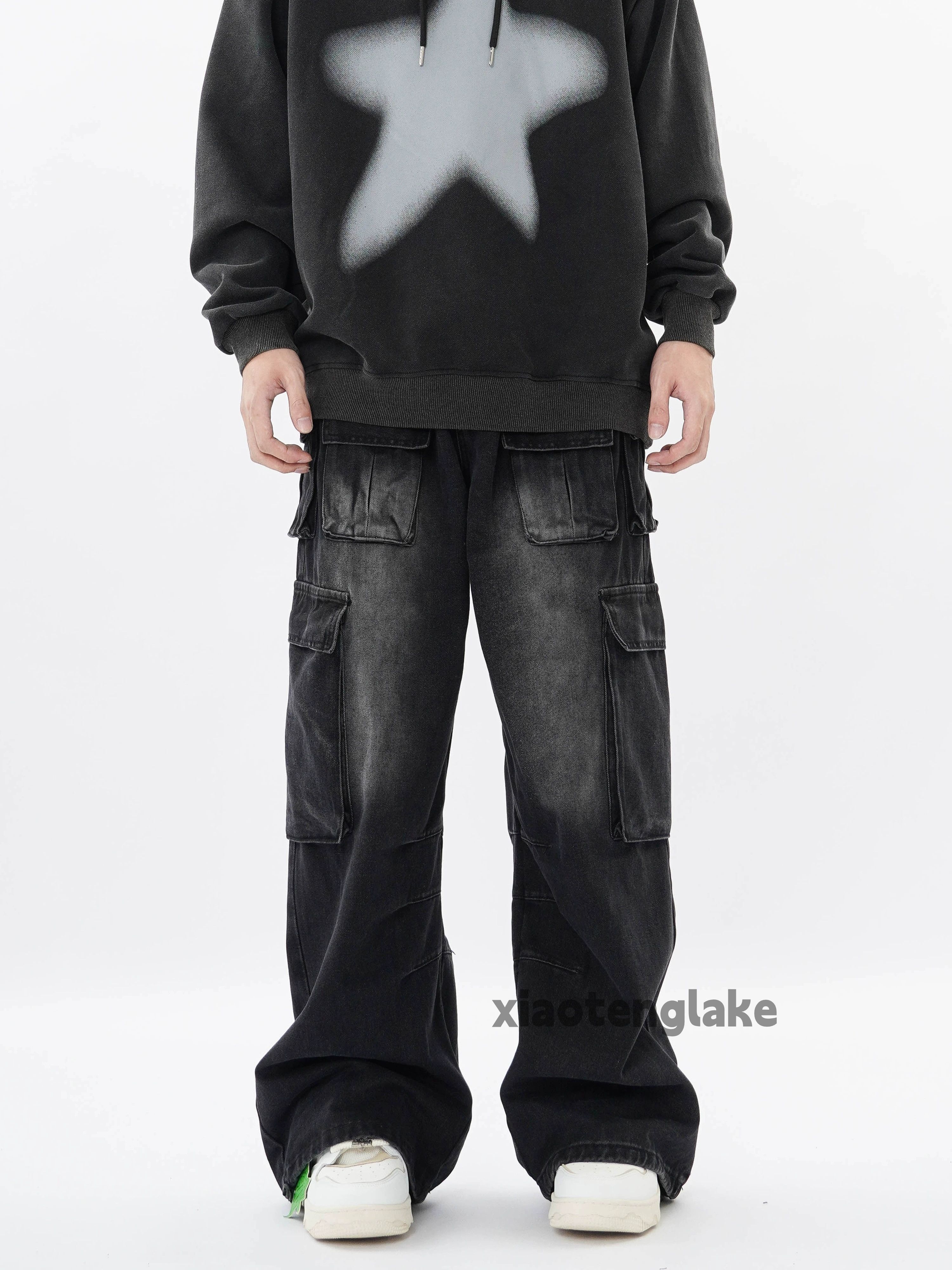 Jean × Vintage washed faded utility skate hiphop baggy cargo jeans Size US 30 / EU 46 - 1 Thumbnail