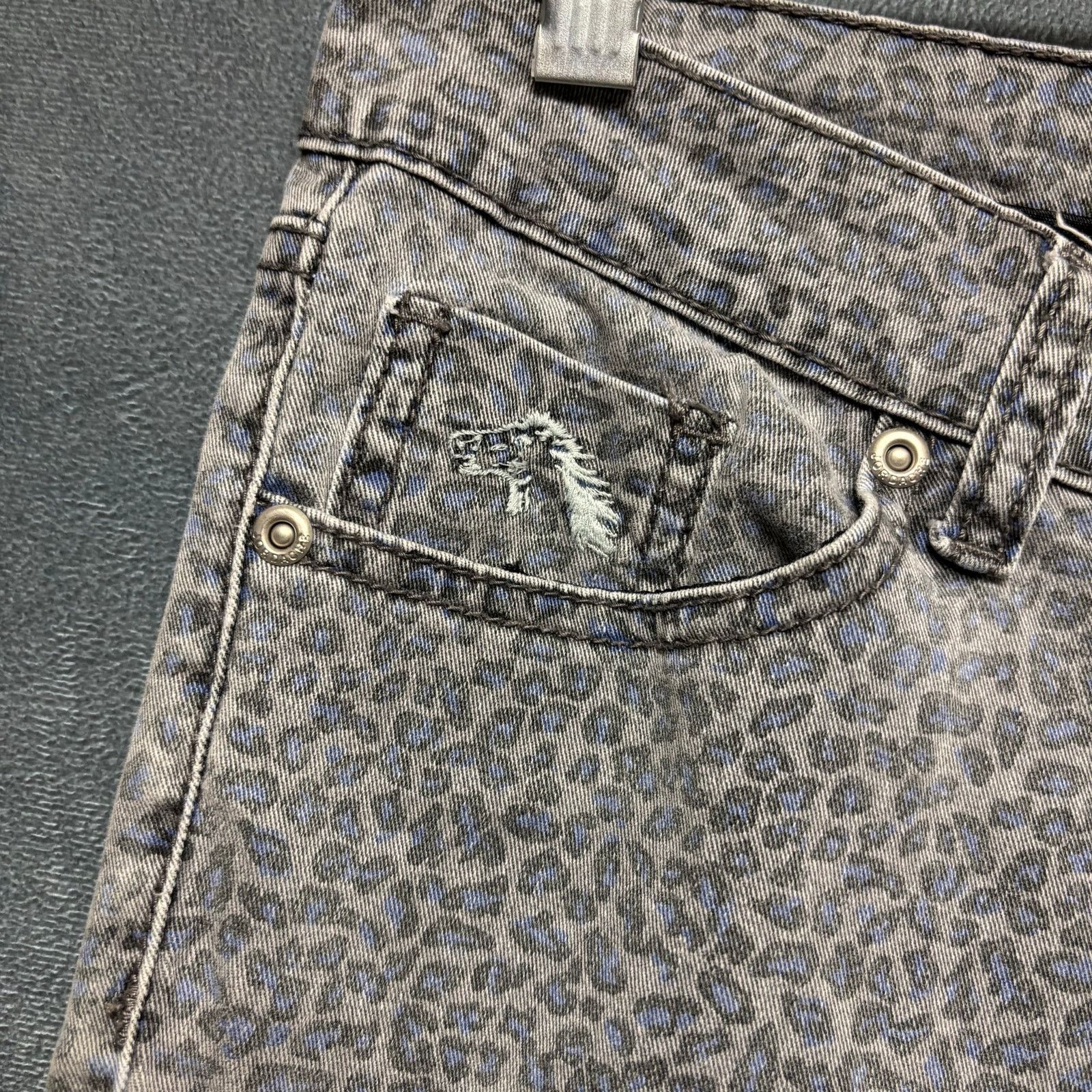 Jordache Jordache Jeans Blue Leopard Print Womens 28 Stretchy Skinny Size 33" - 8 Thumbnail