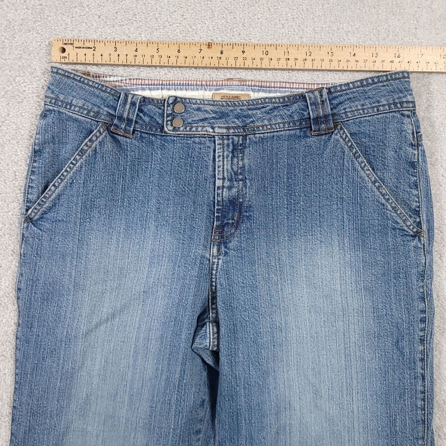 Denime Ruff Hewn Jeans Women's 10 Boot Snap Leg Y2K Retro Denim Jeans Size 32" / US 10 / IT 46 - 6 Thumbnail