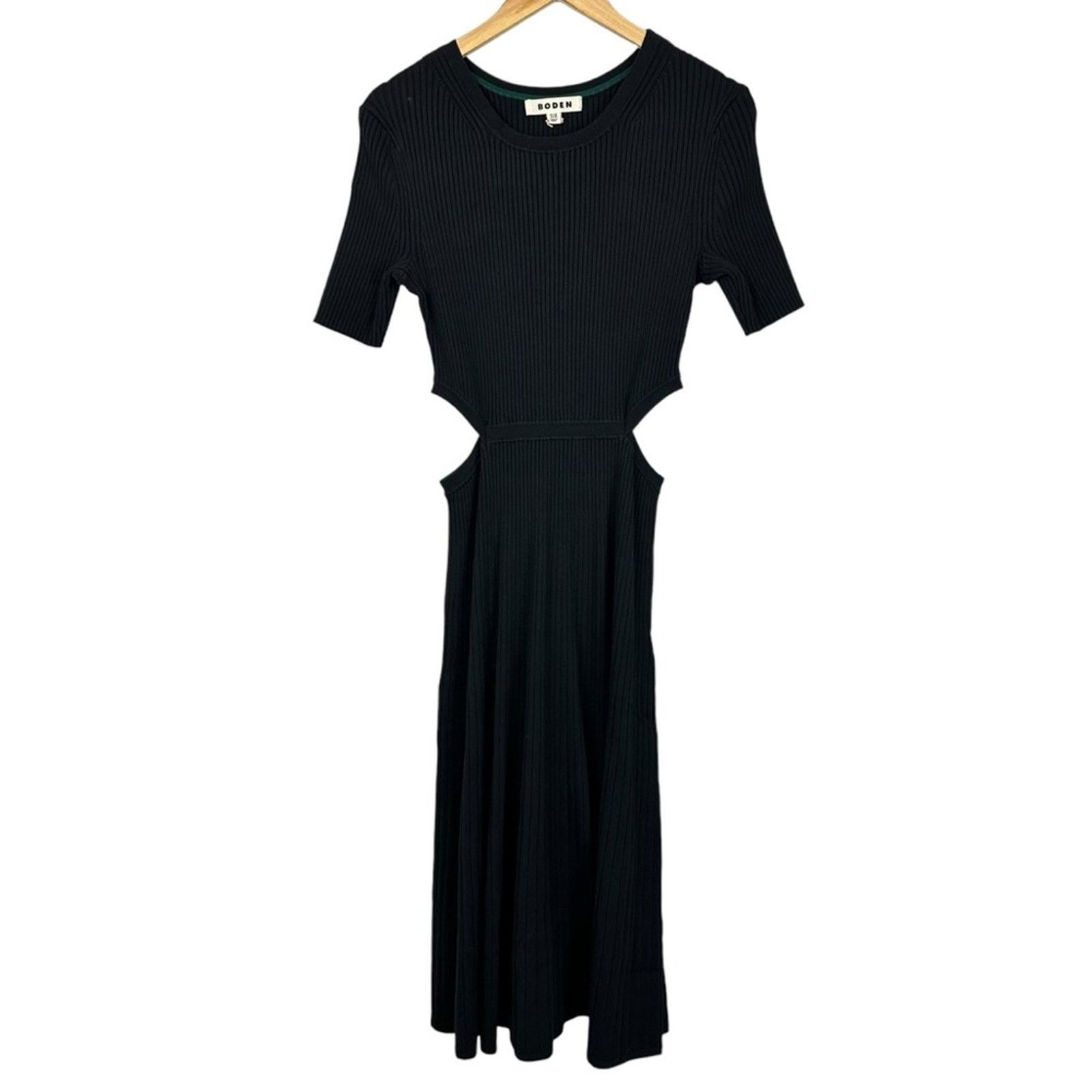 Boden NEW Boden Cutout Knitted Ribbed Midi Black Sweater Dress Size XL / US 12-14 / IT 48-50 - 5 Thumbnail