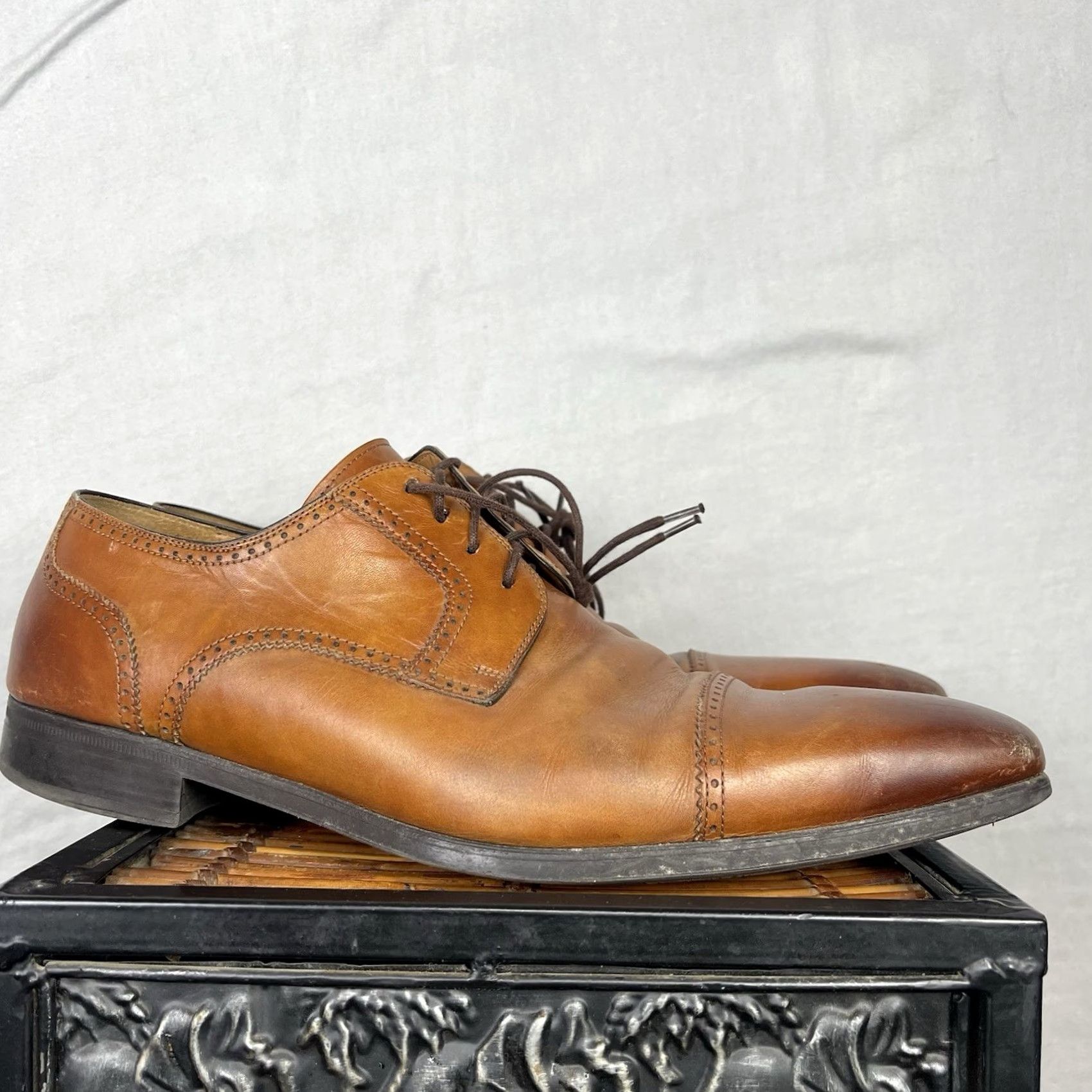Magnanni Magnanni Carlito Shoes Mens 10.5 Brown Oxford Derby Cap Toe Made in Spain 12070 Size ONE SIZE - 2 Thumbnail