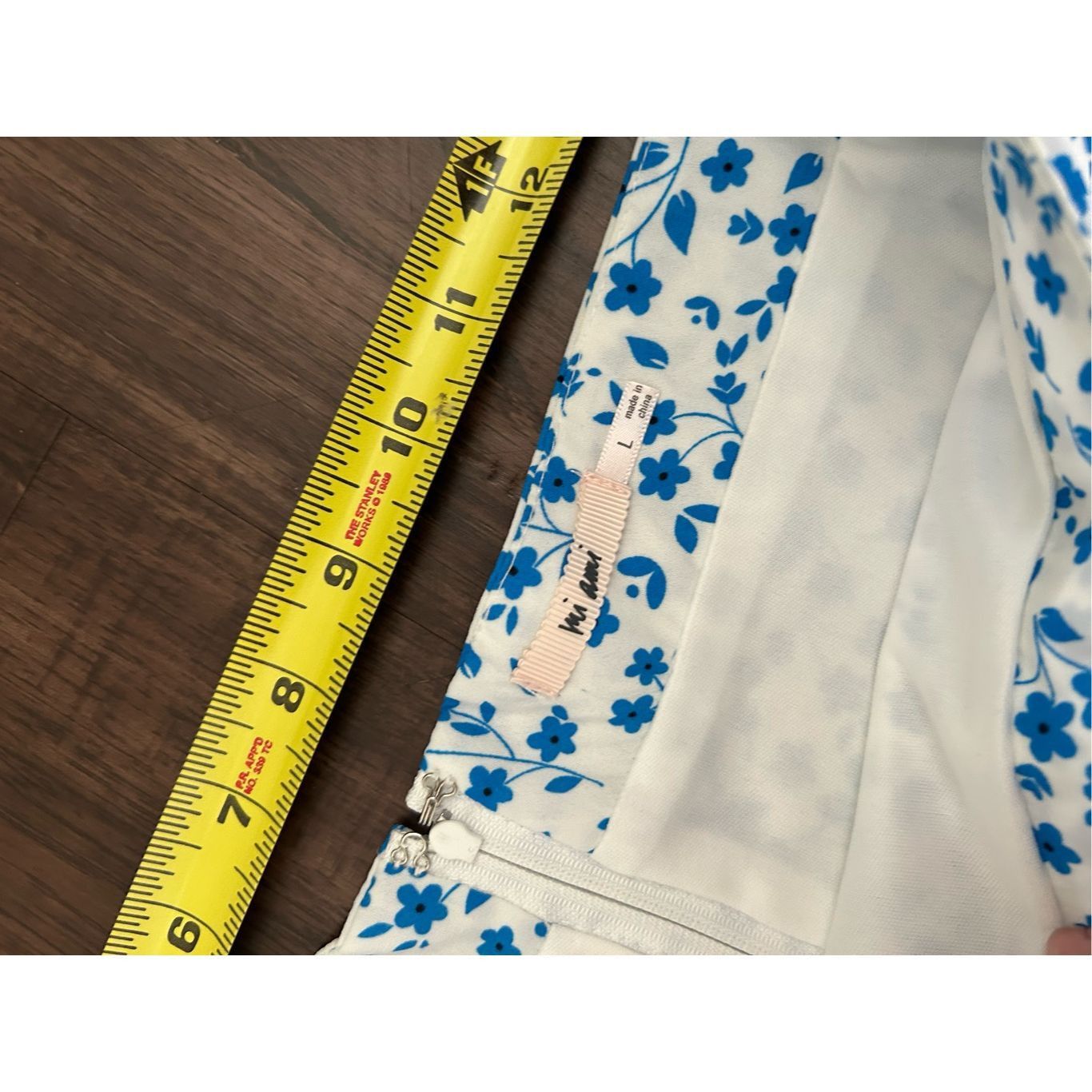 AMI Mi Ami Tie Lined Skirt, White Blue Floral, Sz Large Size 34" / US 12 / IT 48 - 4 Thumbnail