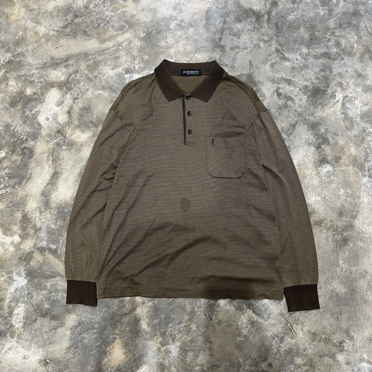 Yves Saint Laurent 1990s Ysl Stripe Polos Long Sleeve Shirt Size US L / EU 52-54 / 3 - 1 Thumbnail