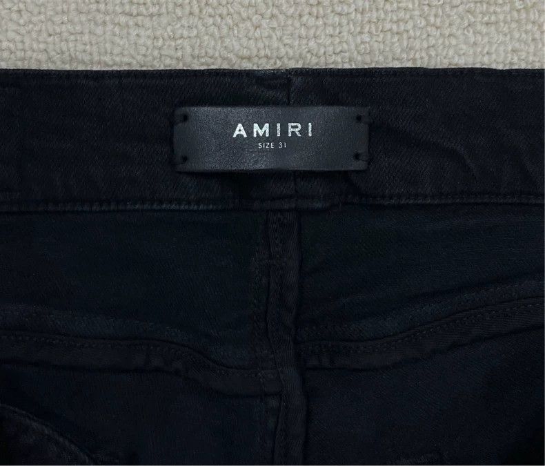 Amiri AmiriBlack water ripples destroy knife cut leather brand de Size US 31 - 3 Thumbnail