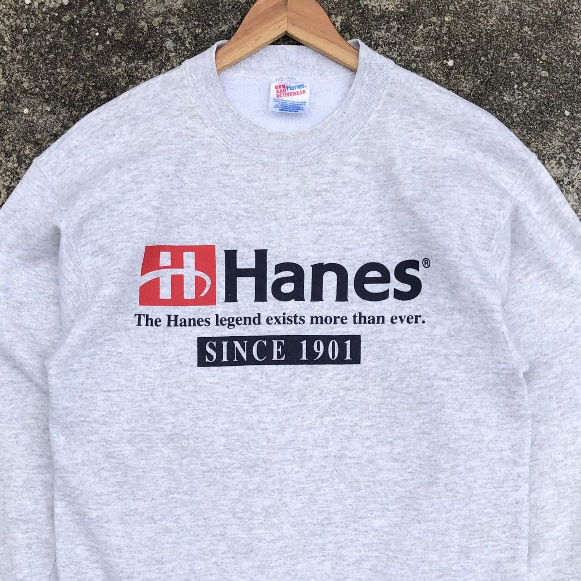 Vintage Vintage 90s Hanes Print Logo Sweatshirt Size US M / EU 48-50 / 2 - 2 Thumbnail