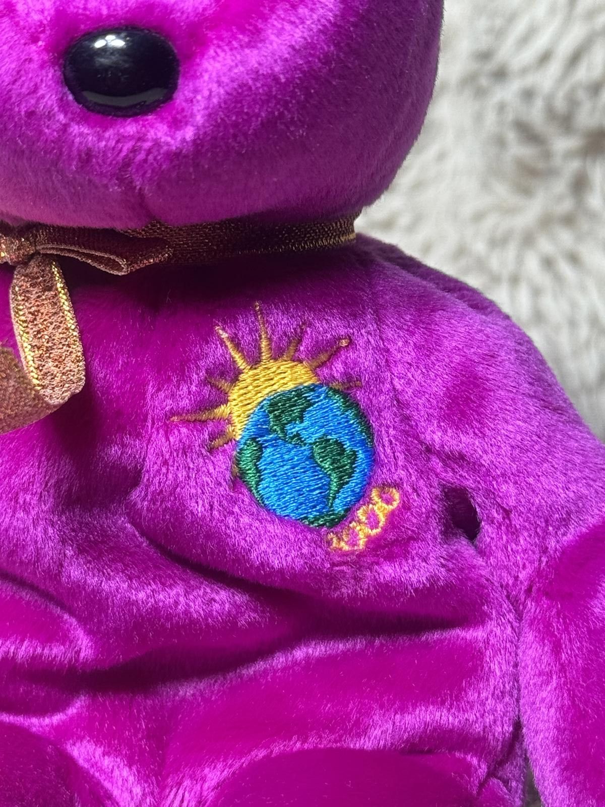 Designer Ty Millennium Beanie Baby Purple Bear Plush Toy Size ONE SIZE - 8 Thumbnail