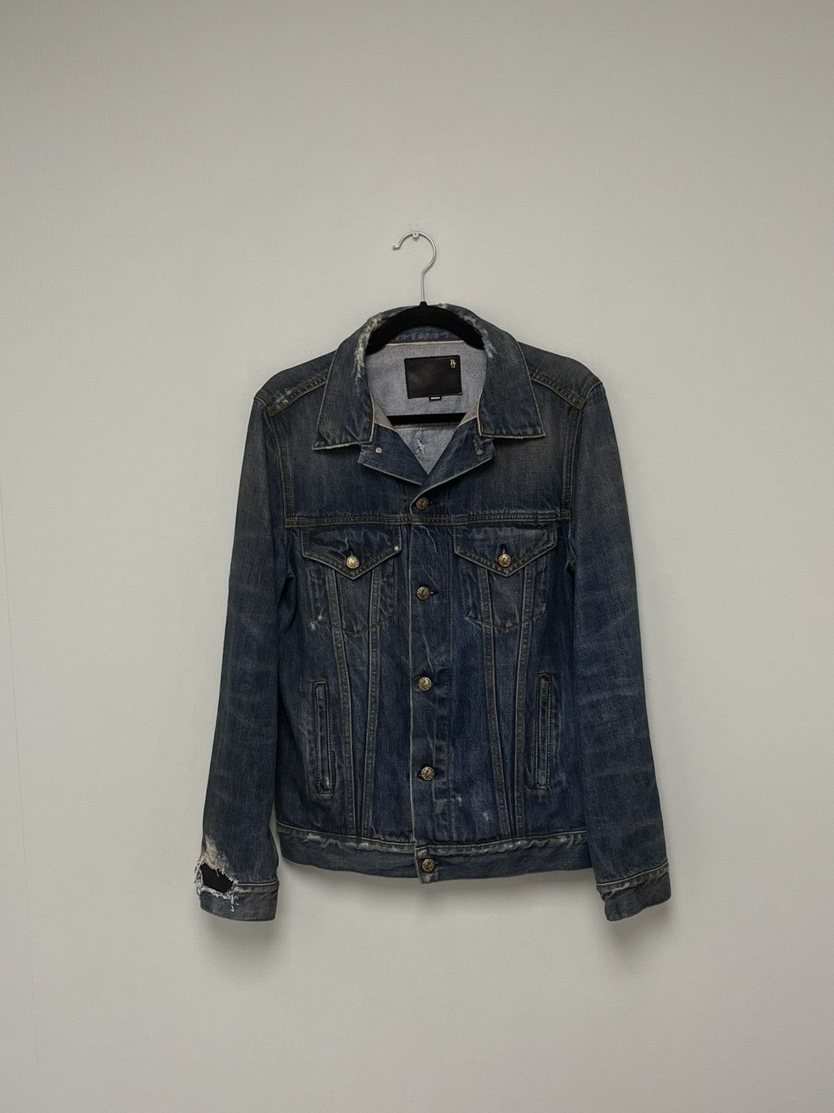 R13 Denim Trucker Distressed Jacket. Medium Size M / US 6-8 / IT 42-44 - 19 Thumbnail