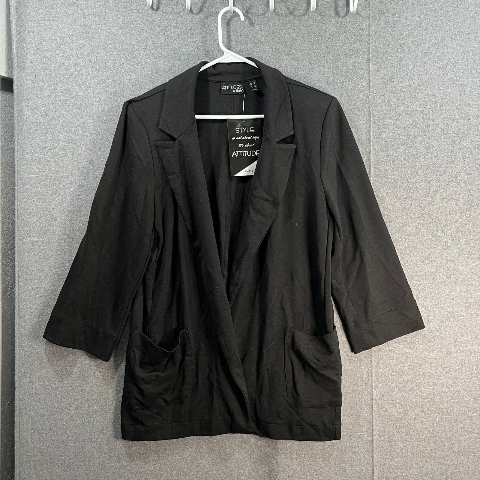 Other Attitudes by Renee Ponte Open-Front Girlfriend Blazer Black Size M / US 6-8 / IT 42-44 - 1 Thumbnail