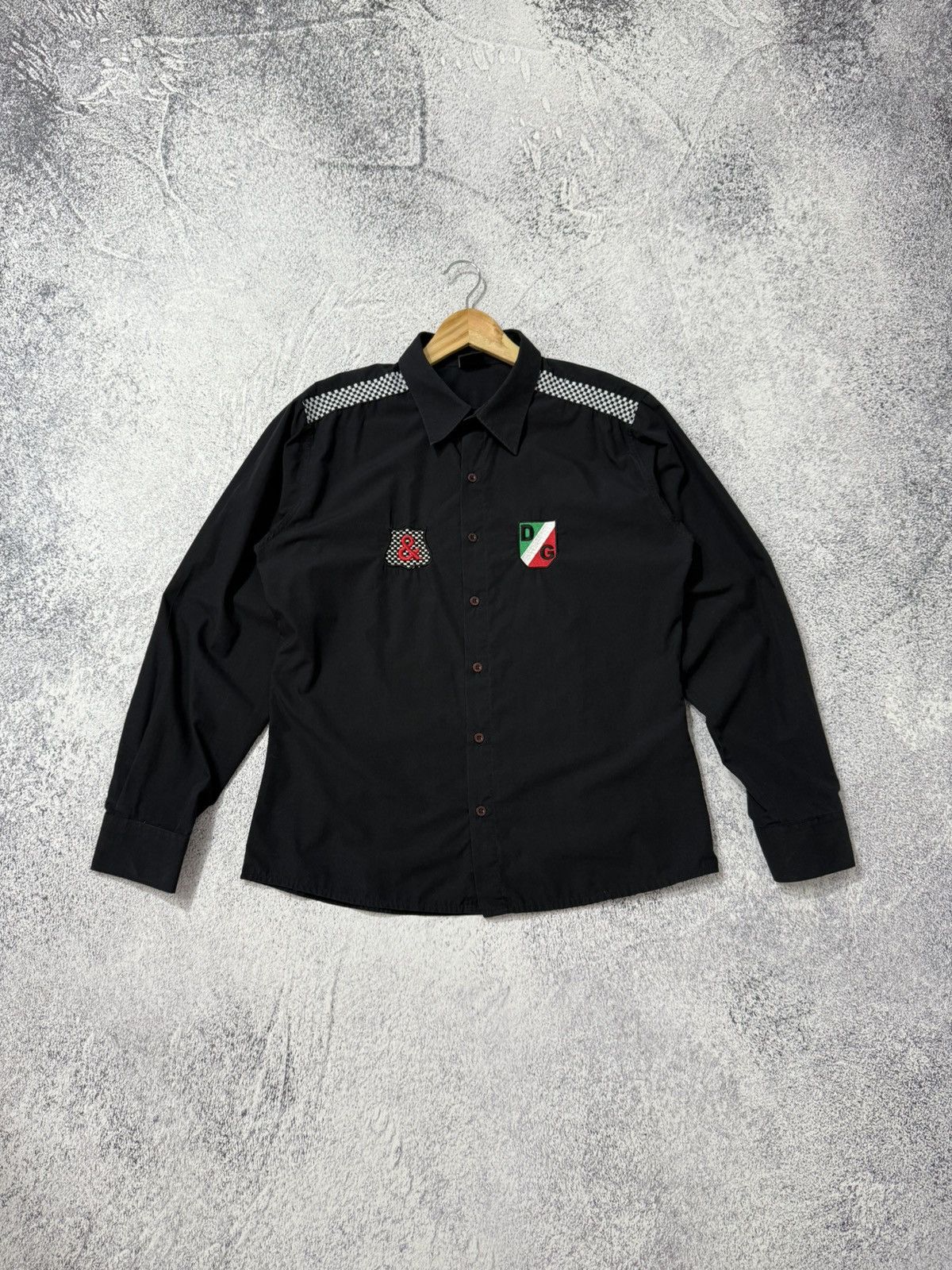 Dolce & Gabbana × Vintage Dolce & Gabbana Black Shirt Big Logo AVANTGARDE Y2K Size US XL / EU 56 / 4 - 1 Thumbnail