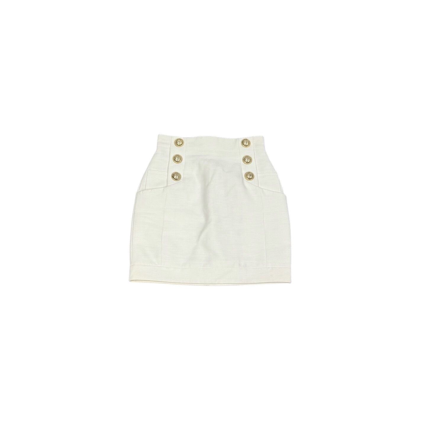 Balmain Balmain Double-Breasted High-Waisted Mini Skirt FR 34 Size 25" / US 0 / IT 36 - 1 Thumbnail