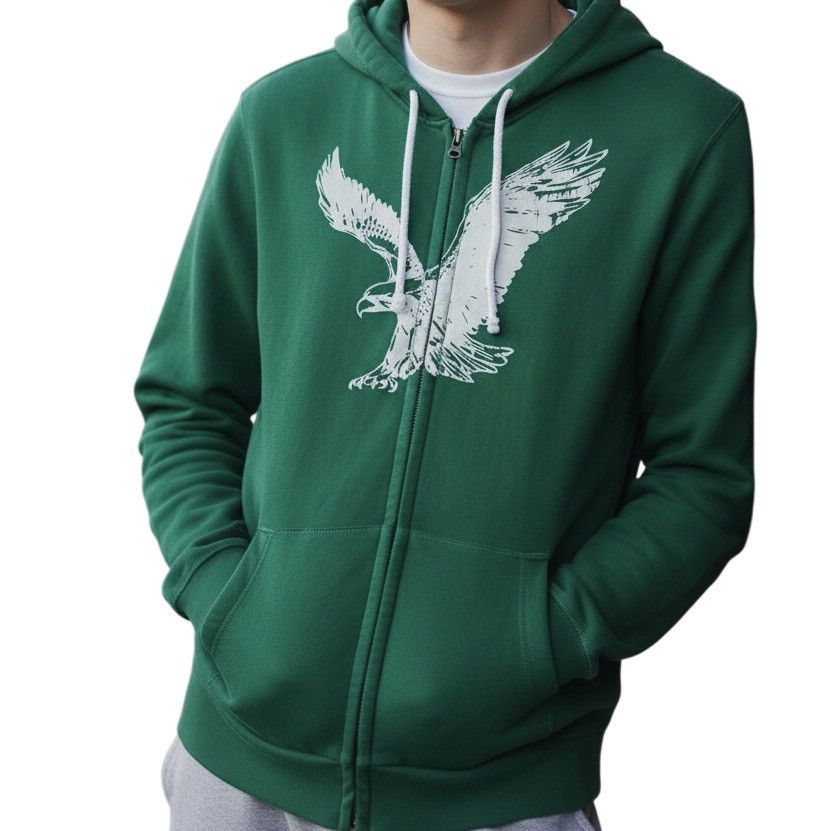 American Eagle Outfitters American Eagle green classic fit zippered hoodie Size US S / EU 44-46 / 1 - 1 Thumbnail