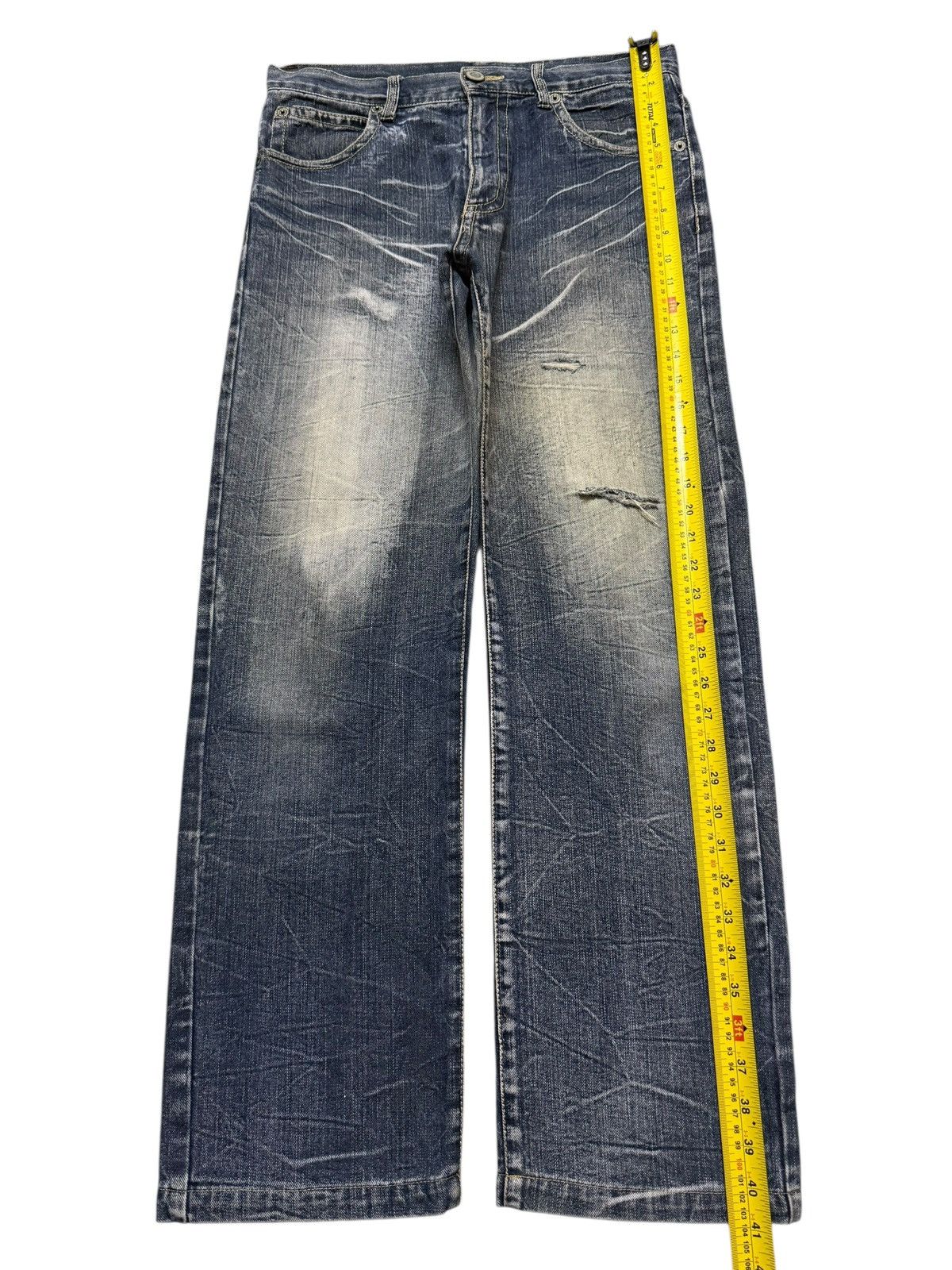 If Six Was Nine Vintage Y2K Japanese Blue Faded Wash Honeycomb Straight Leg Size US 32 / EU 48 - 8 Thumbnail