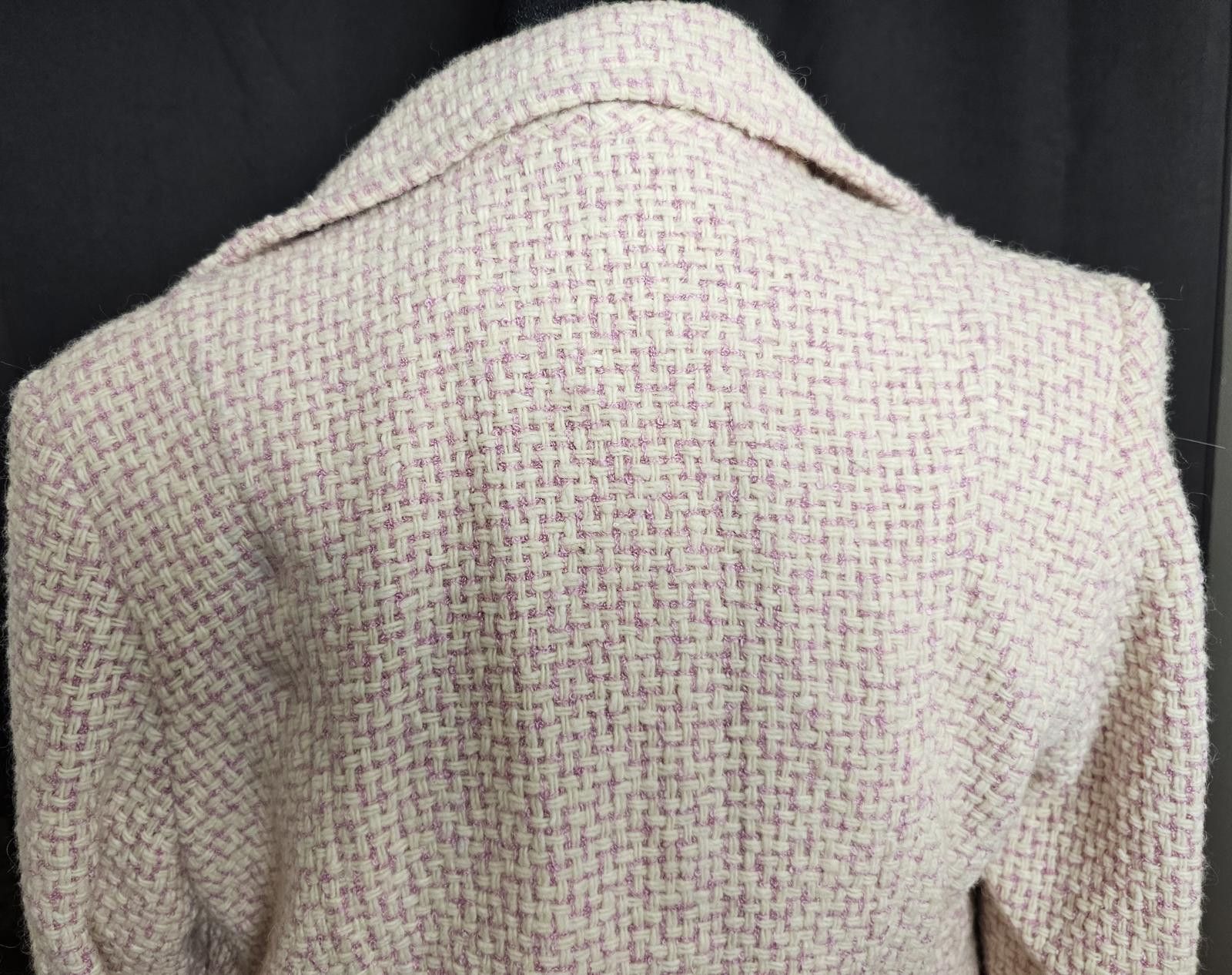Other Marvin Pink and Cream Tweed Blazer Jacket Size M / US 6-8 / IT 42-44 - 5 Thumbnail