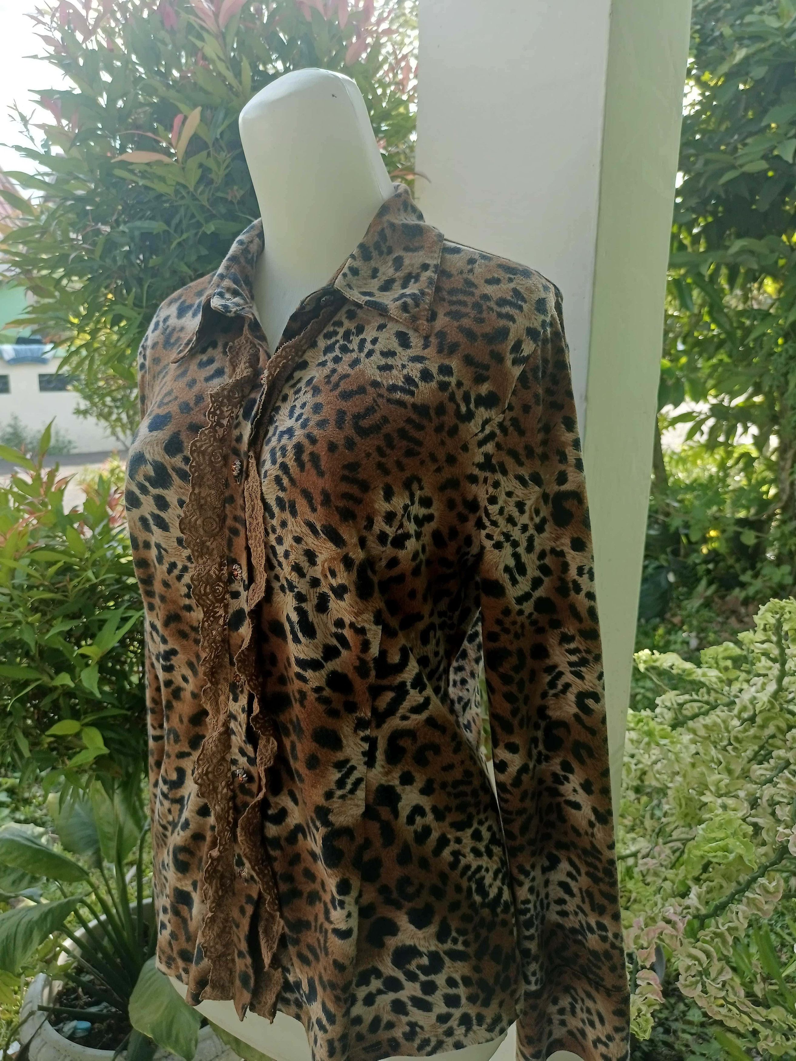 The Unbranded Brand FABIO FERRETTI Leopard Lace Shirt Size M / US 6-8 / IT 42-44 - 20 Thumbnail