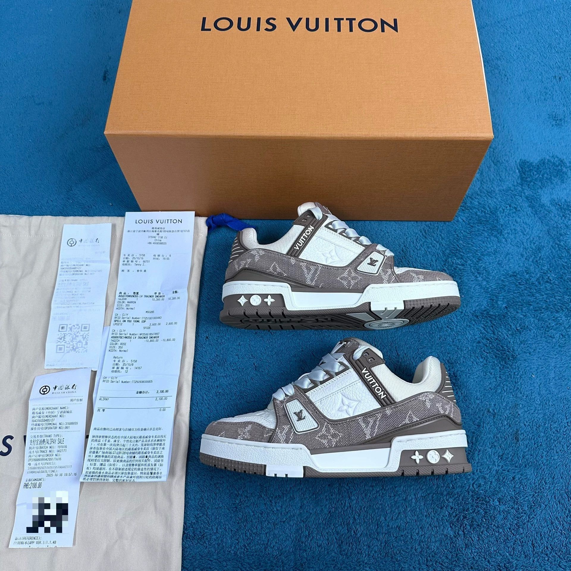 Louis Vuitton LV New Cowhide Leather Low Top Trainer Tan Size US 5 / IT 35 - 2 Thumbnail