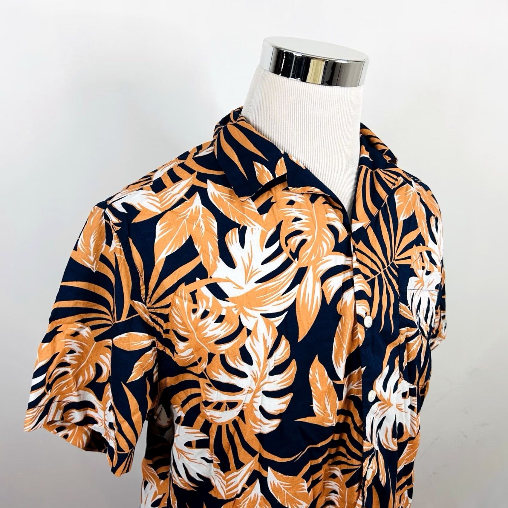 Onia Onia Medium Hawaiian Aloha Shirt Navy Blue Orange Floral Palms Cotton Blend Shirt M Blue Floral Hawaiian Size US M / EU 48-50 / 2 - 2 Thumbnail