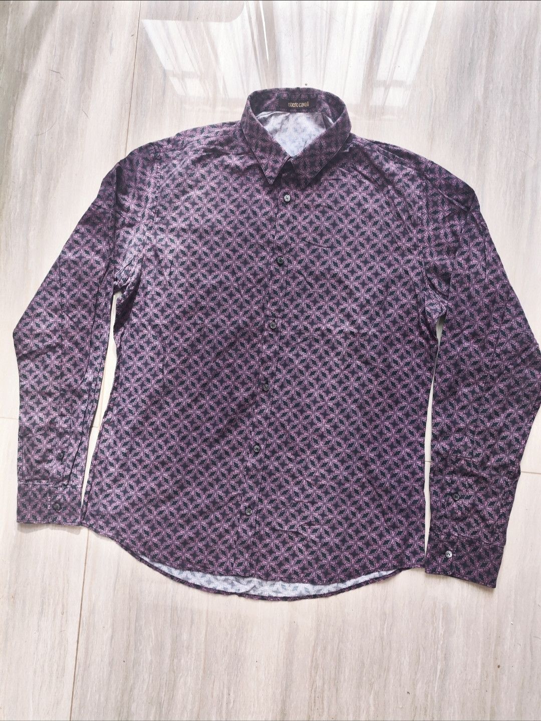 Roberto Cavalli Runway Archive Purple Cross Geometry Shirt Size US XS / EU 42 / 0 - 3 Thumbnail