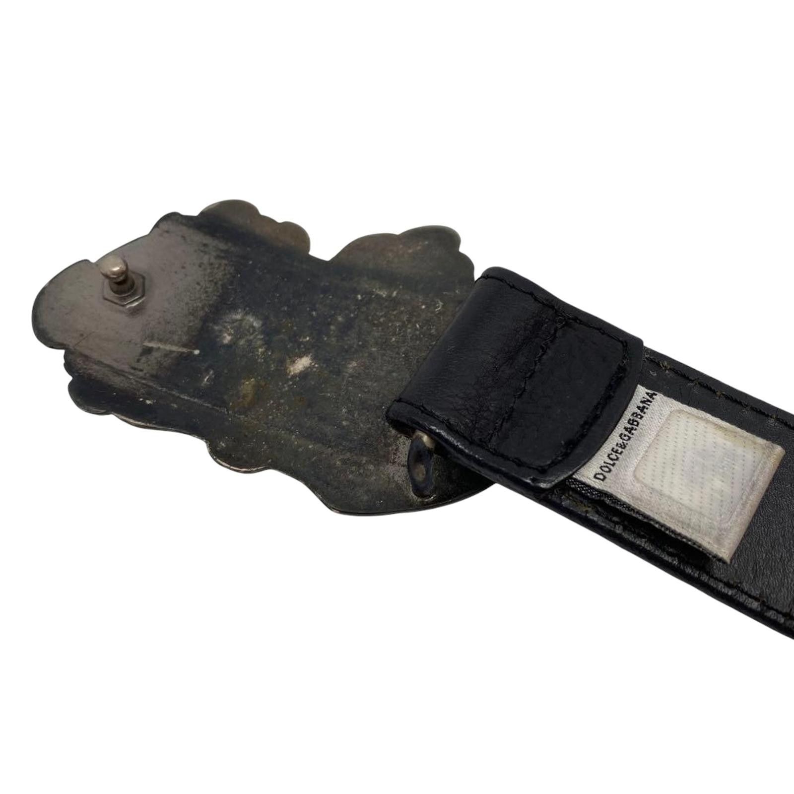 Dolce & Gabbana Dolce & Gabbana - Black Leather Belt Decorative D&G Size ONE SIZE - 4 Thumbnail