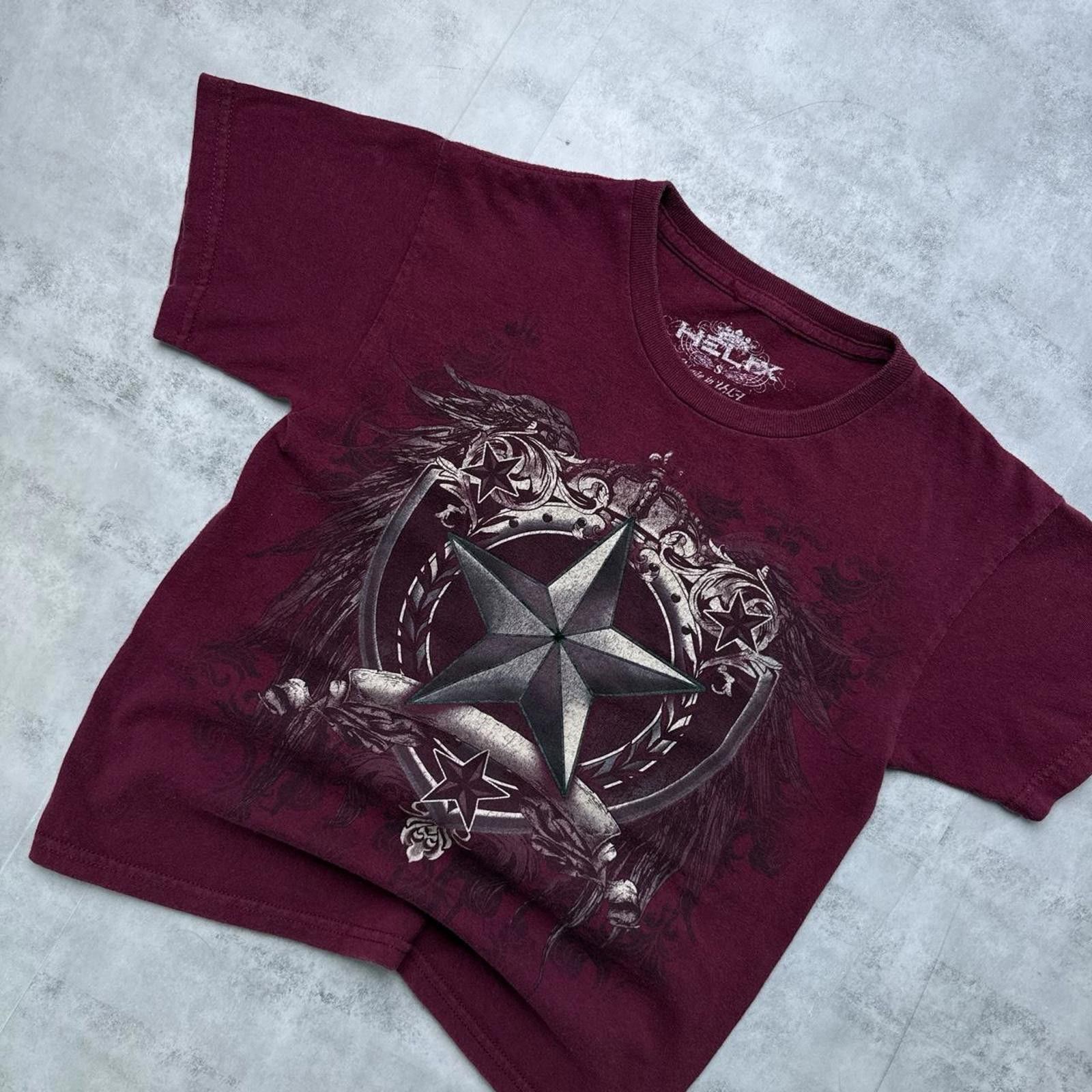 DOUBLE HELIX Y2K Helix 00s burgundy grunge t shirt Size S / US 4 / IT 40 - 6 Thumbnail