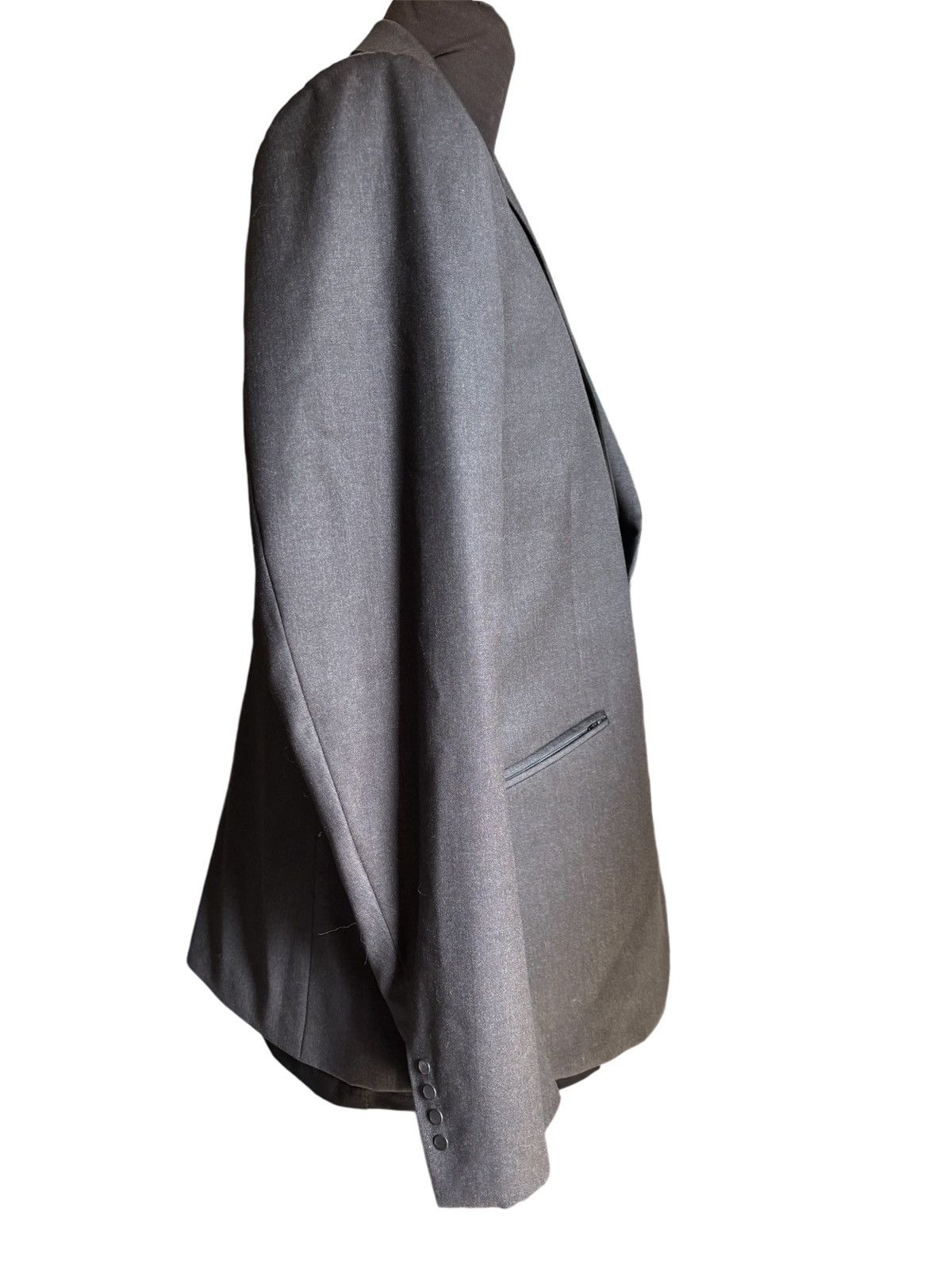 Mugler Grey flanel super 100’s mugler blazer with zip pockets Size 46R - 2 Thumbnail