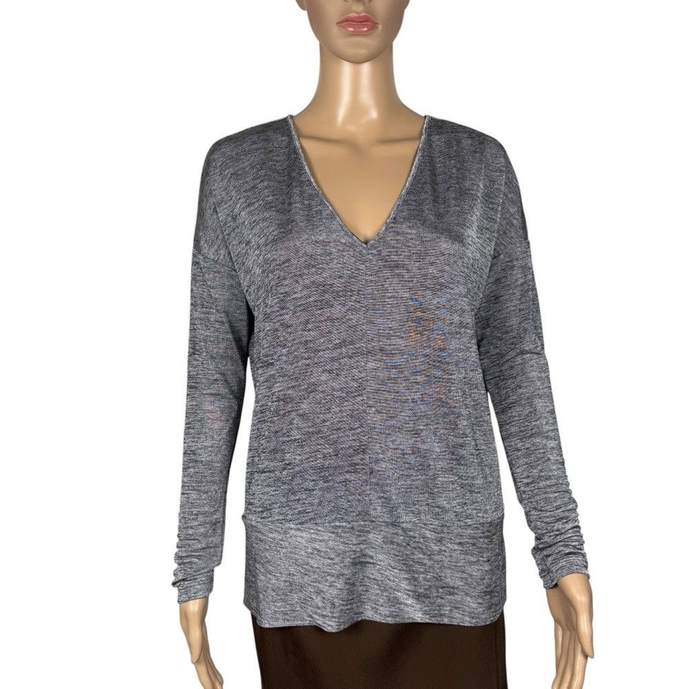Kenneth Cole Kenneth Cole Grey Melange Hi Low V-Neck Sweater Size S Size S / US 4 / IT 40 - 1 Thumbnail