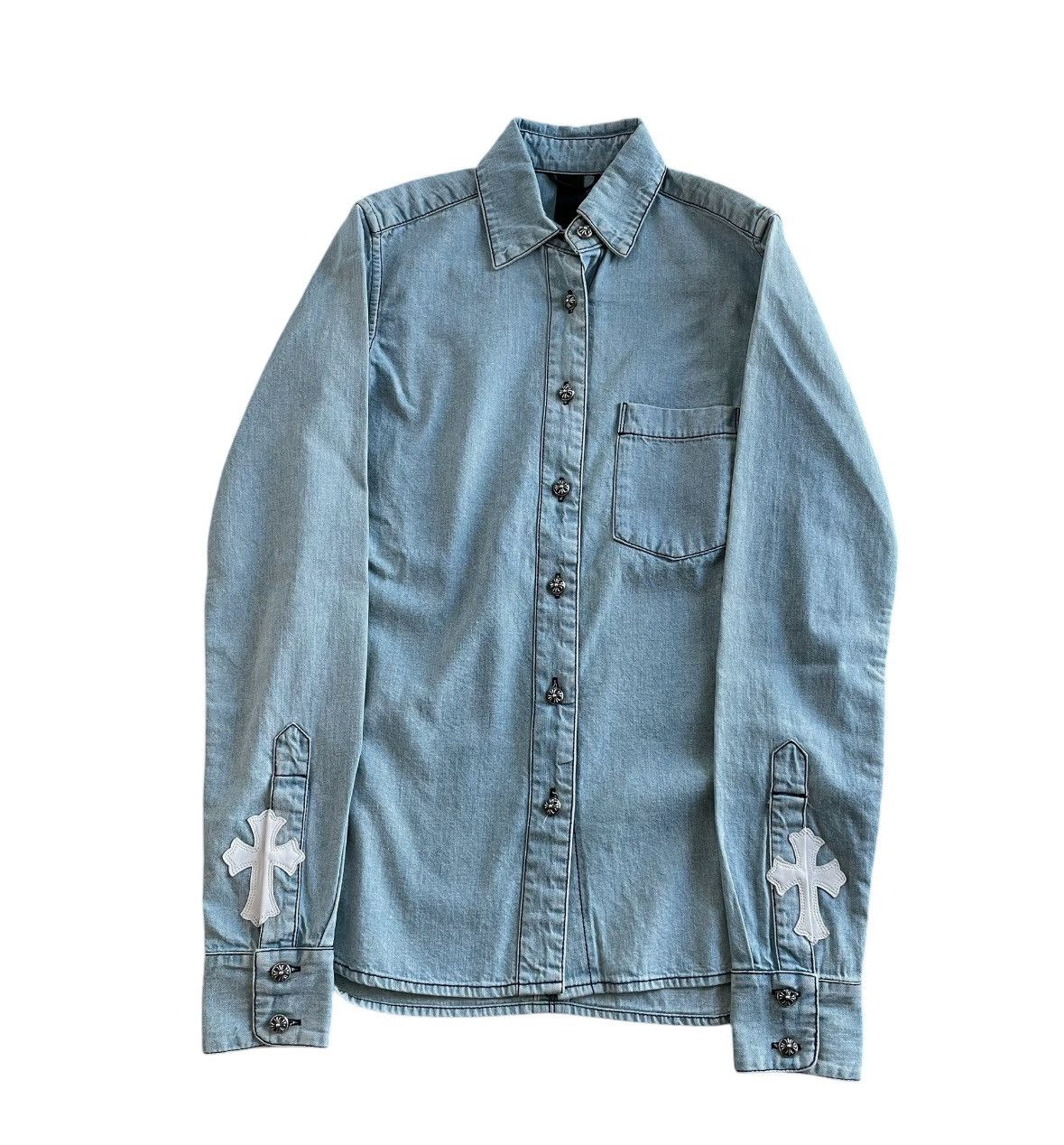 Chrome Hearts White leather cross patch denim jacket Size US S / EU 44-46 / 1 - 1 Thumbnail