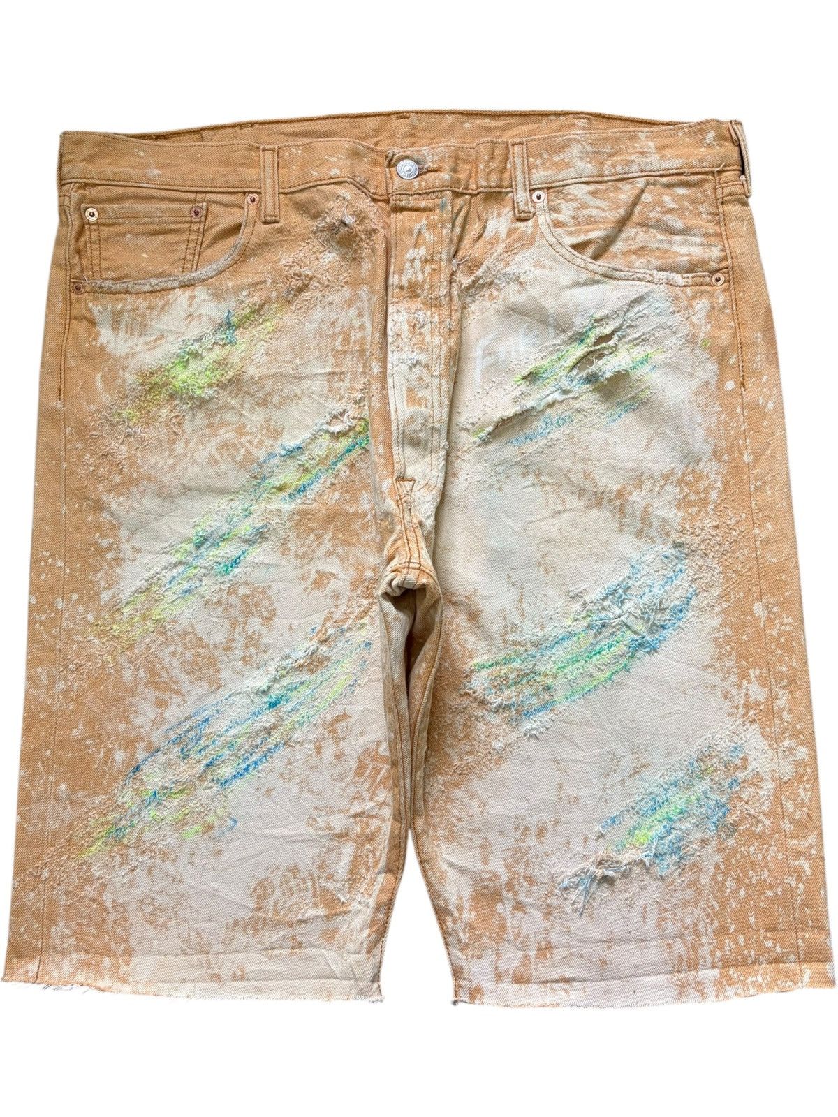 Levi's Vintage Y2K Levis 501XX Painted Distressed Baggy Jeans Size US 41 - 1 Thumbnail