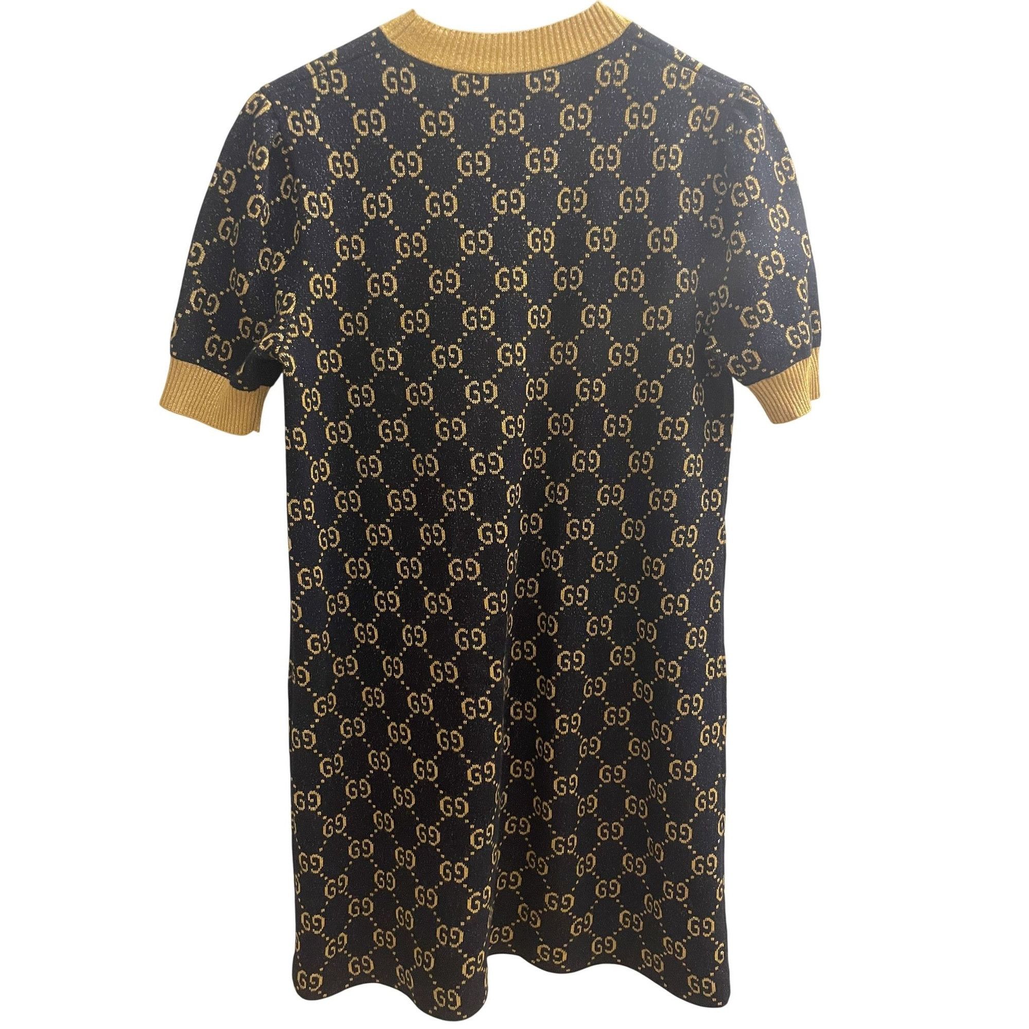 Gucci Gucci Womens Black & Gold GG Monogram Knit Short-Sleeve Dres Size S / US 4 / IT 40 - 2 Thumbnail