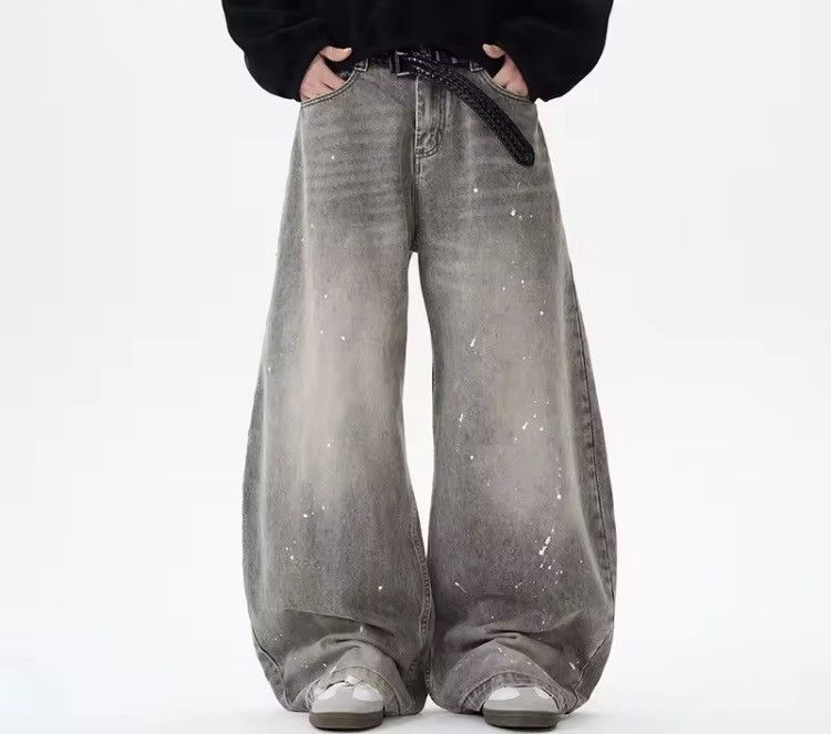 Jean Wide Leg Baggy Jeans with Paint Splatter Detail Size US 31 - 8 Thumbnail