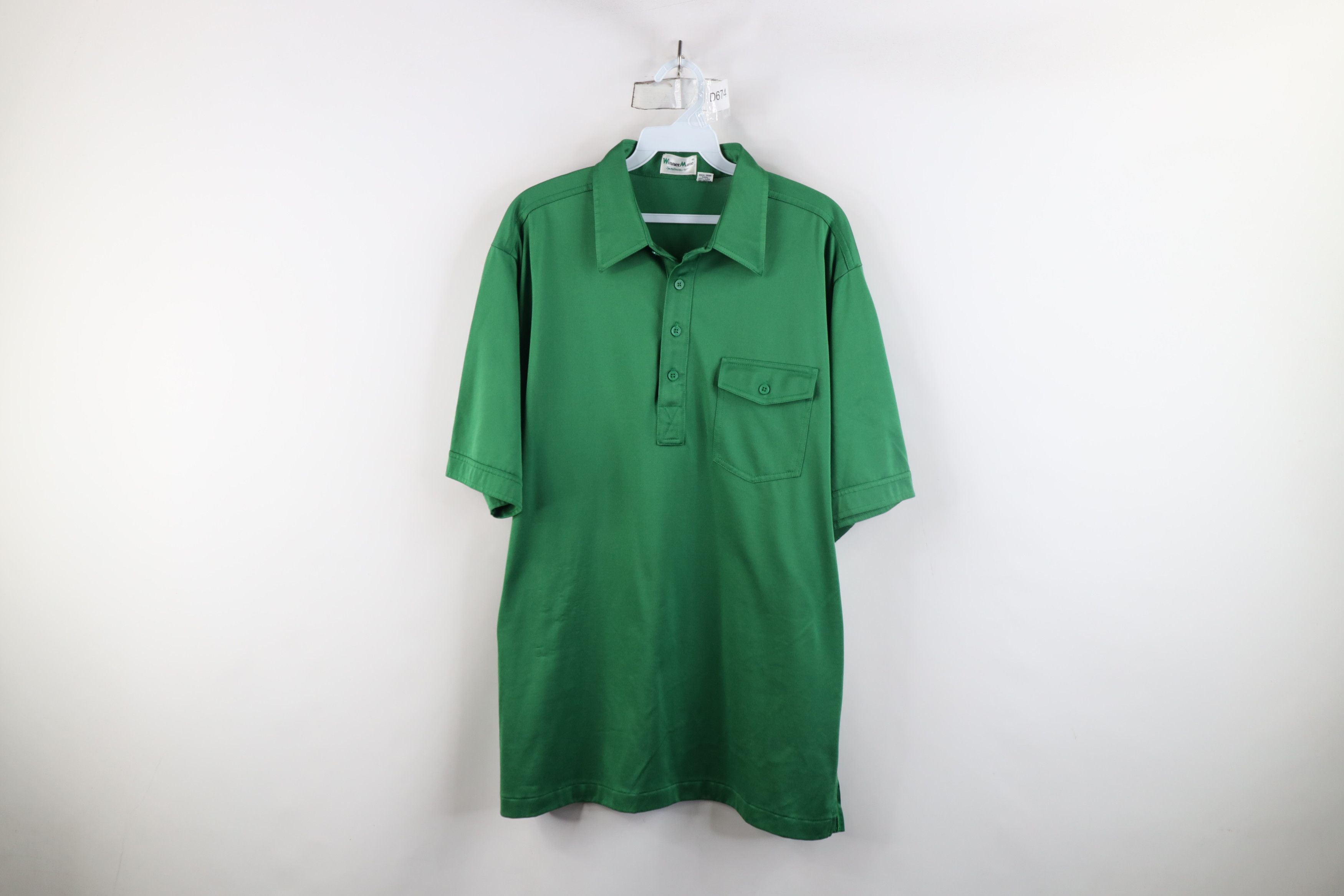 Vintage Vintage 70s Streetwear Collared Polo Shirt Masters Green Size US XL / EU 56 / 4 - 1 Thumbnail