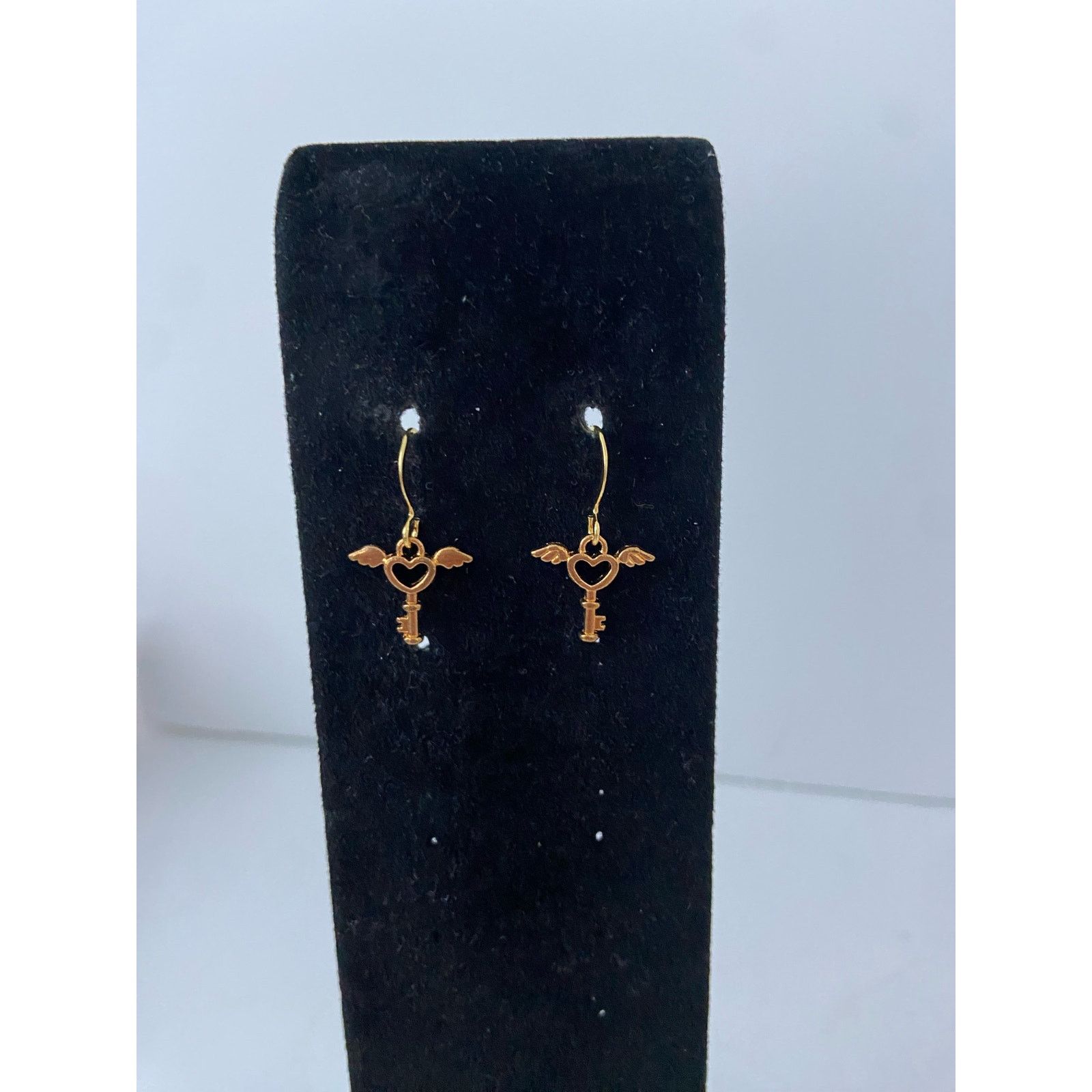 Handmade key earrings gold tone Size ONE SIZE - 1 Thumbnail