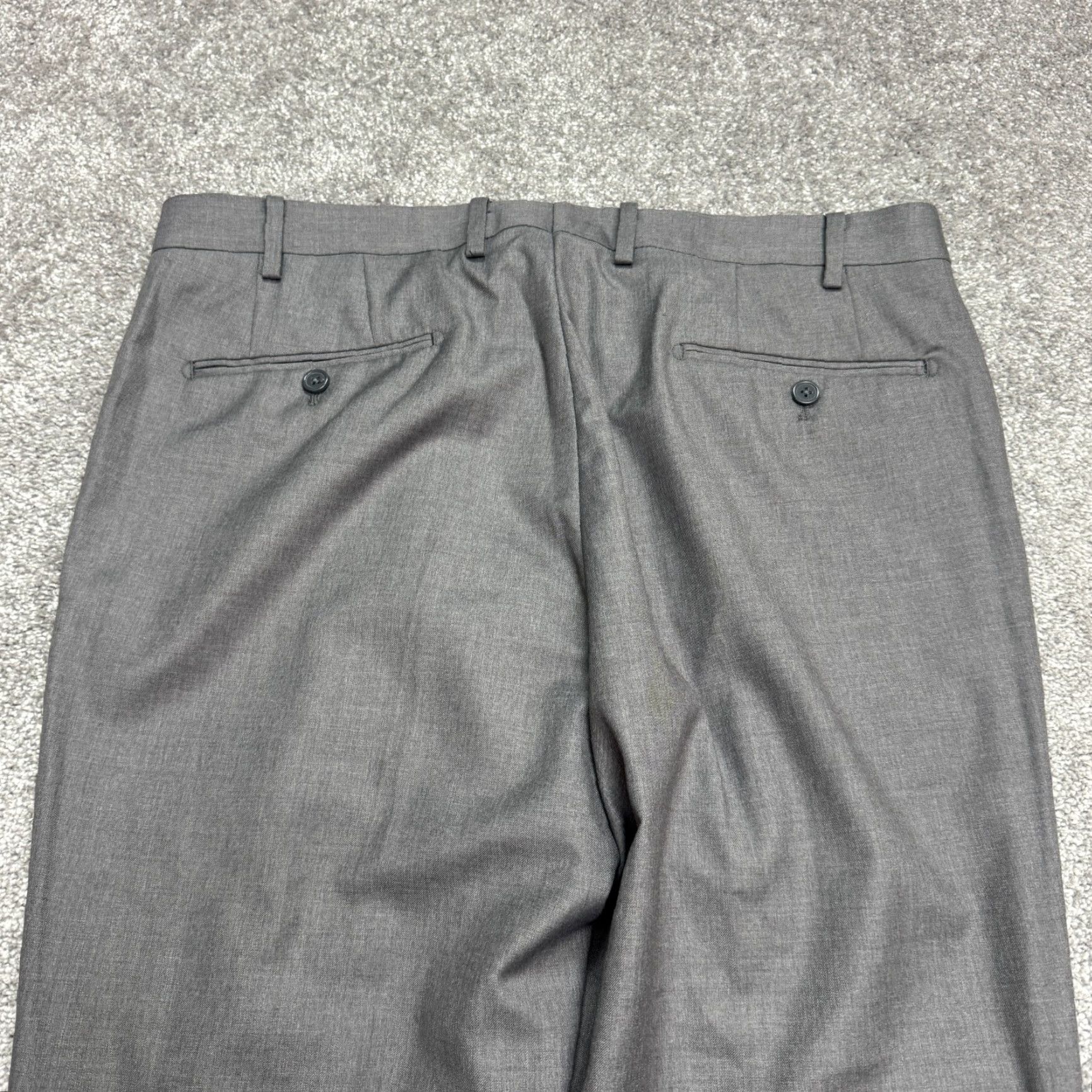Vintage Suitshop Slim Fit Pants Mens 35R Gray Flat Front Straight Leg Trouser Dress Pants Slim Fit Men’s Gray Pant Size 34R - 6 Thumbnail