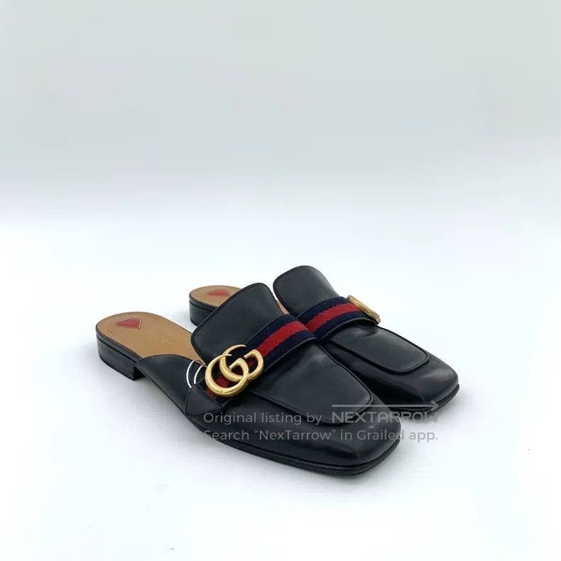 Gucci Gucci Black logo striped webbing wrap head flat slippers Size US 8.5 / IT 38.5 - 2 Thumbnail