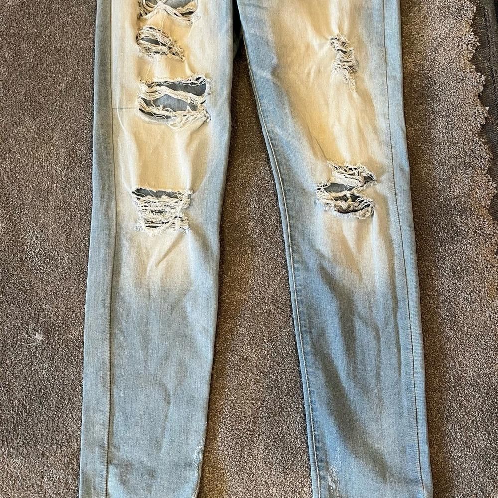 Designer Kancan light wash distressed jeans Size 29" - 3 Thumbnail