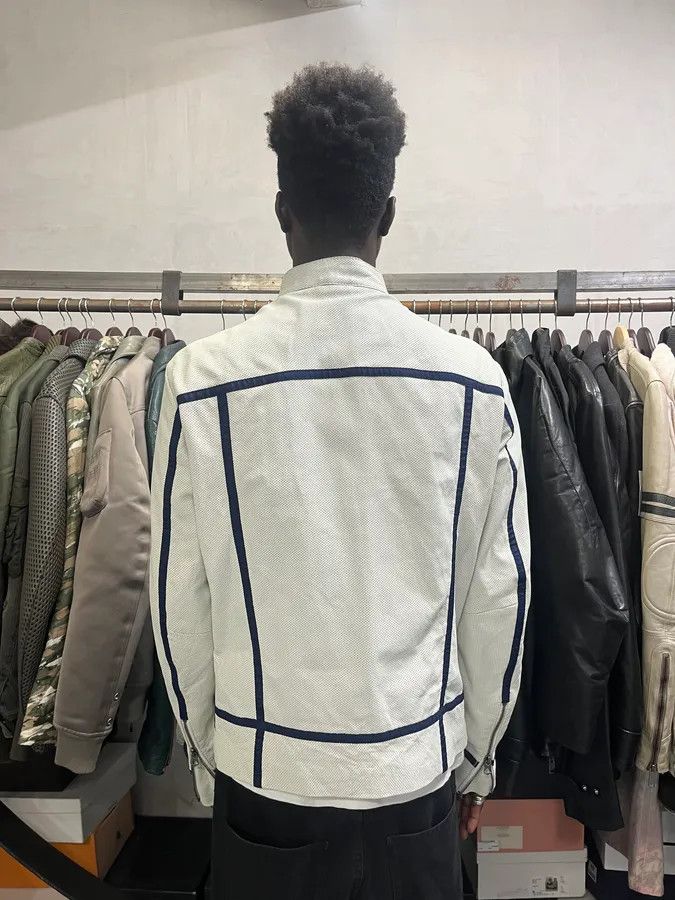 Armani 2010s Armani White & Blue Lined Ricing Jacket Size US S / EU 44-46 / 1 - 5 Thumbnail
