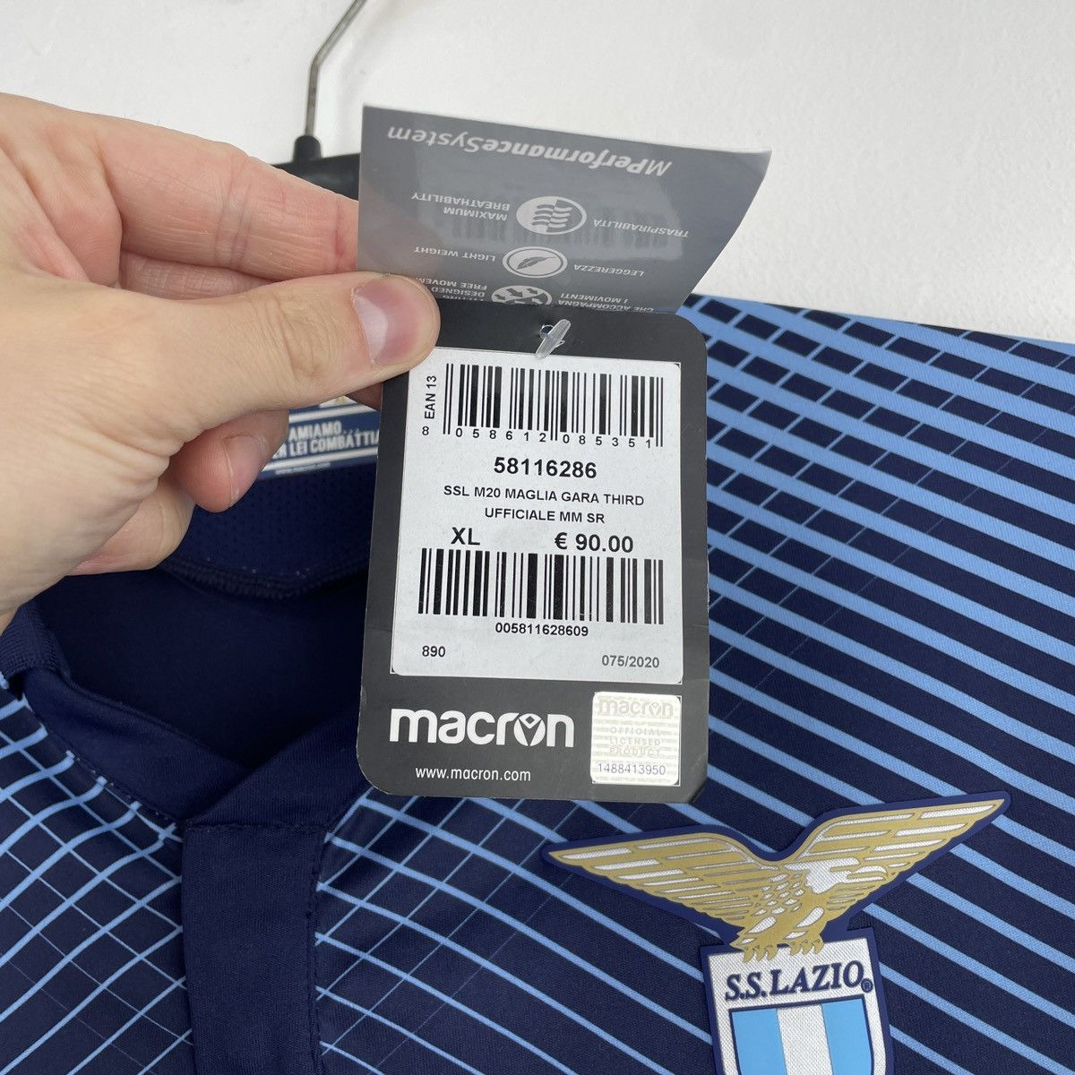 Macron Lazio Third Macron Jersey Shirt Men 2020/2021 size XL Size US XL / EU 56 / 4 - 5 Thumbnail