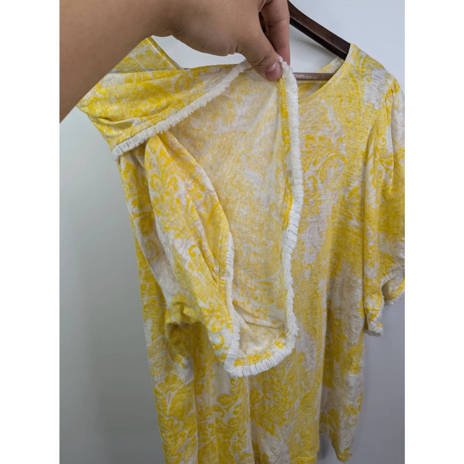 Vintage Chico's Shirt Womens XL Yellow Linen Paisley Flutter Sleeve Blouse Size 3 Size XL / US 12-14 / IT 48-50 - 2 Thumbnail