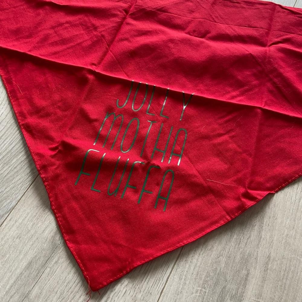 Designer Red Jolly Motha Fluffer Christmas Dog Bandana Size ONE SIZE - 1 Thumbnail