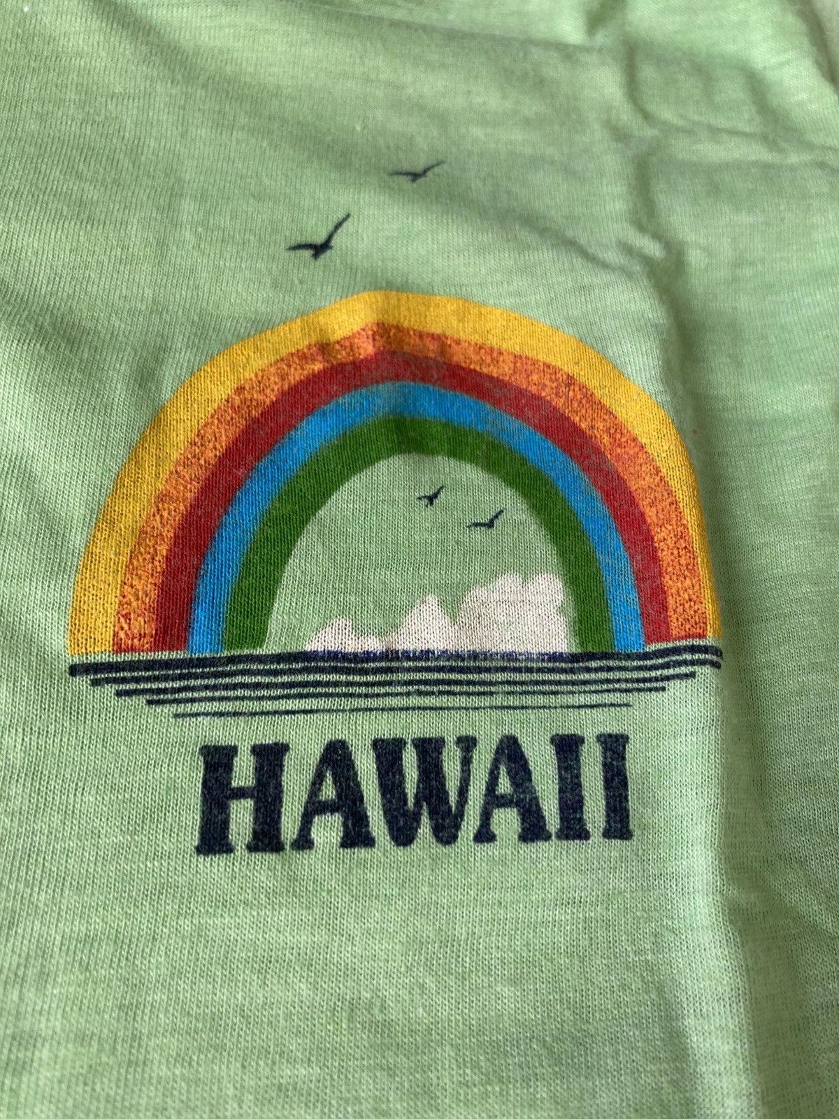Vintage Vintage 70s Hawaii Polytees Neon Green T shirt Size US S / EU 44-46 / 1 - 6 Thumbnail