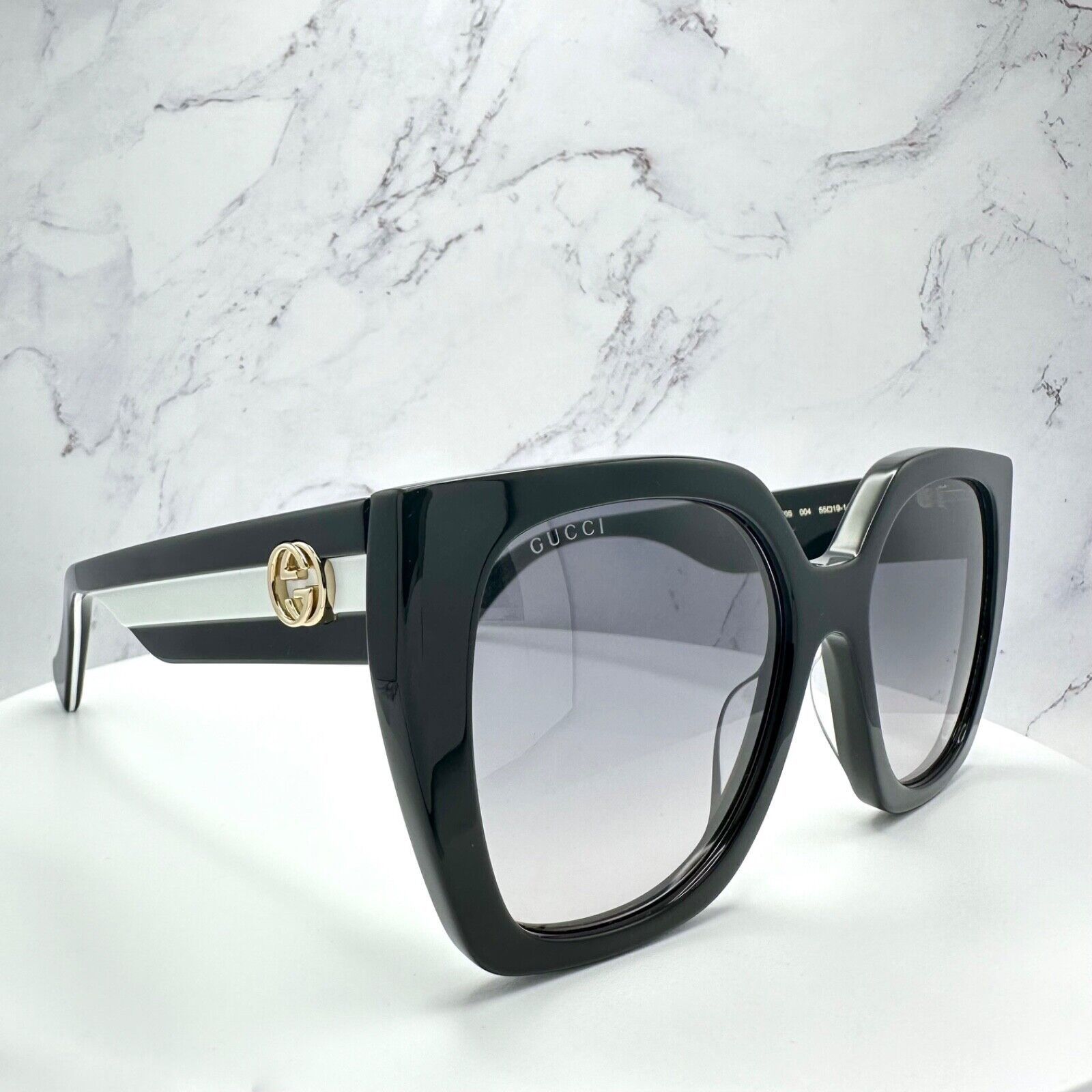 Gucci New Gucci Sunglasses Black White Gold Interlocking GG Size ONE SIZE - 17 Thumbnail