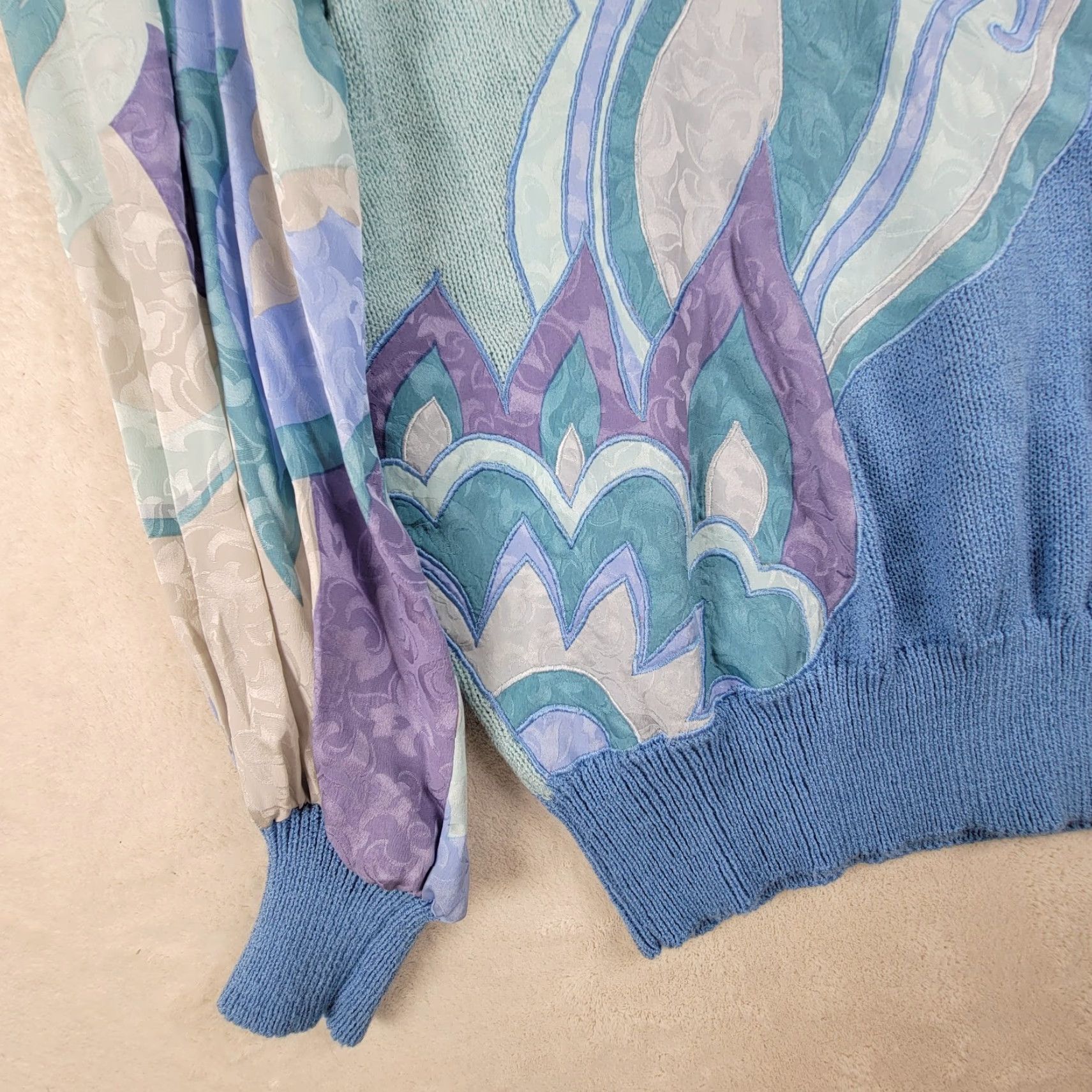 Vintage VINTAGE UMI Collection ANNE CRIMMINS Sweater M Blue Art Deco 1980s Womens Everyday Punk New Wave Size M / US 6-8 / IT 42-44 - 2 Thumbnail